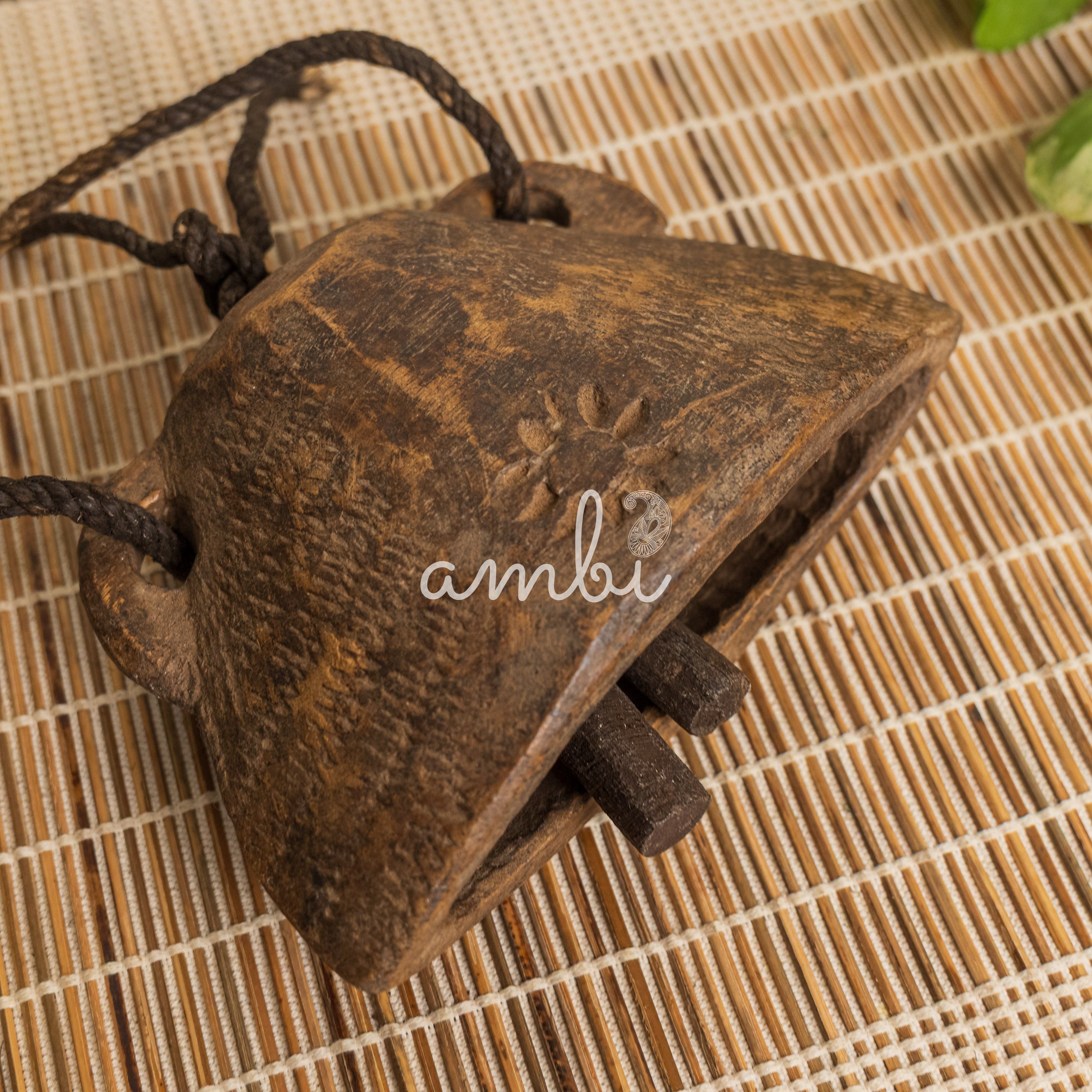 Vintage Wooden Cow Bell for Home Decor