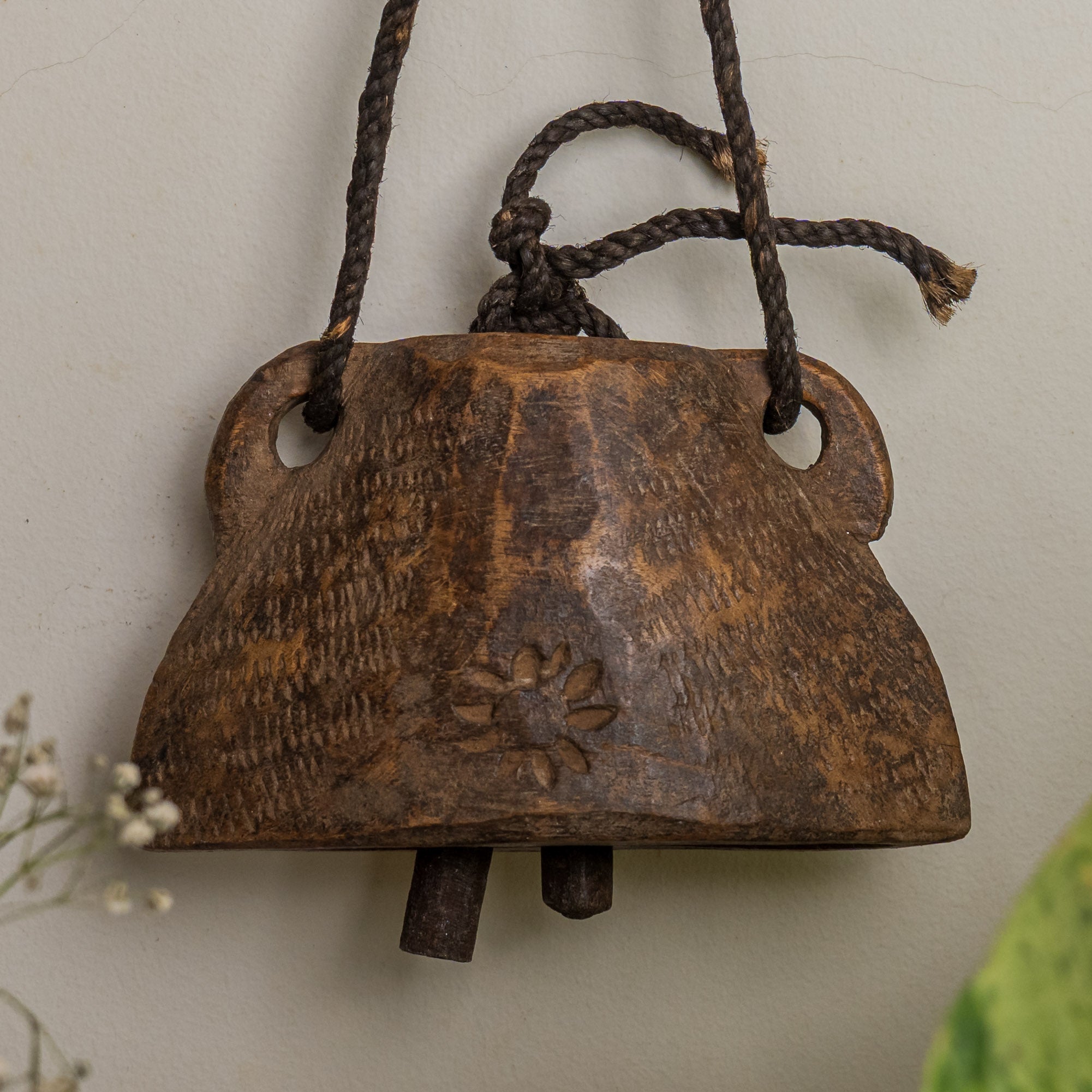 Vintage Wooden Cow Bell for Home Decor