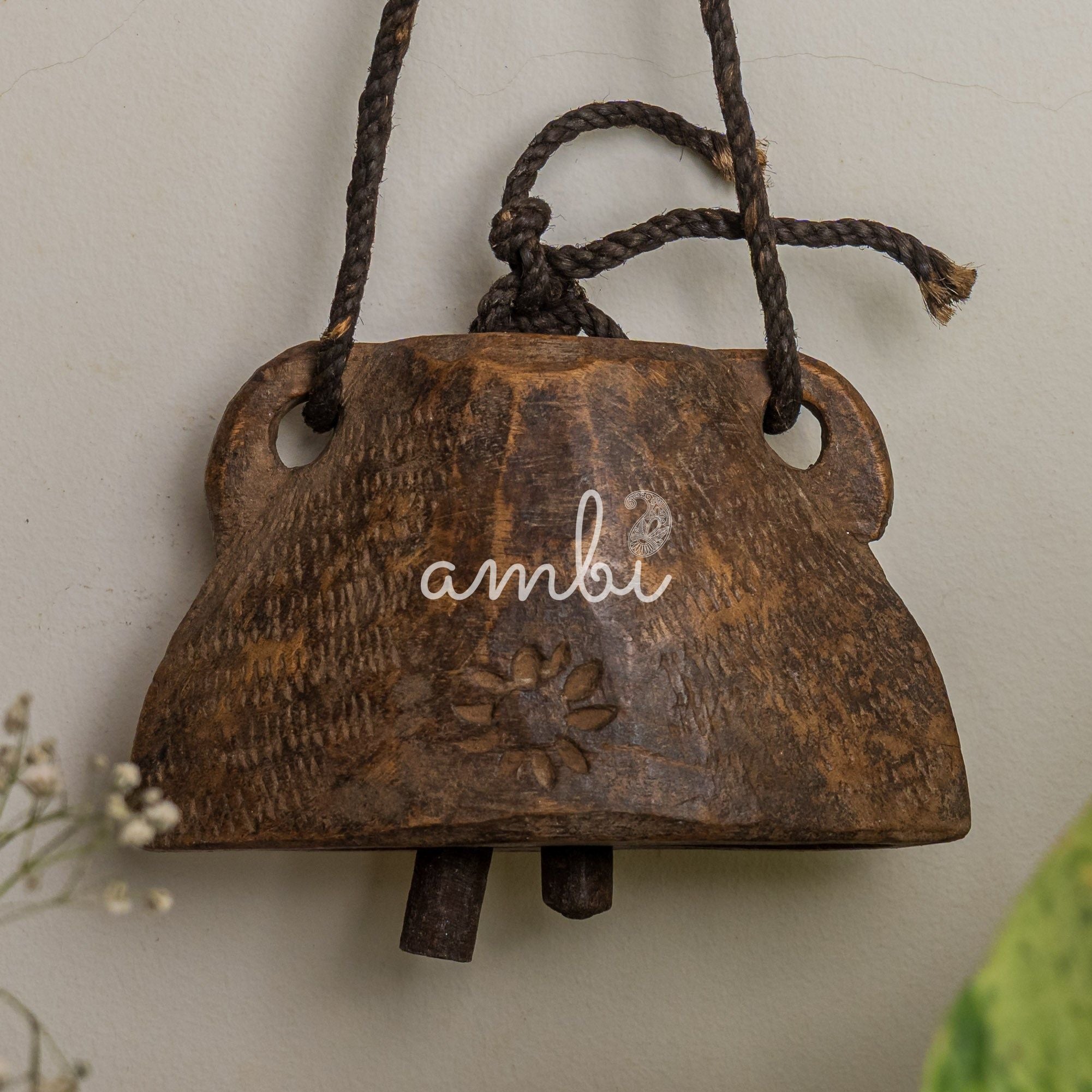 Vintage Wooden Cow Bell for Home Decor