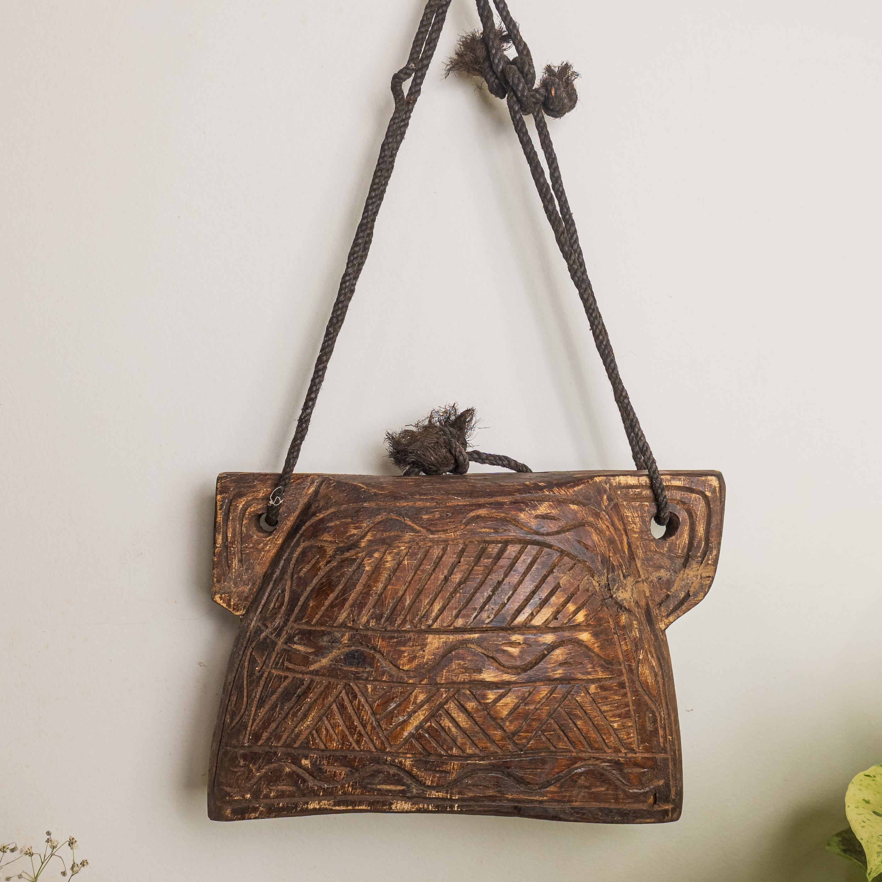 Vintage Wooden Cow Bell for Home Decor