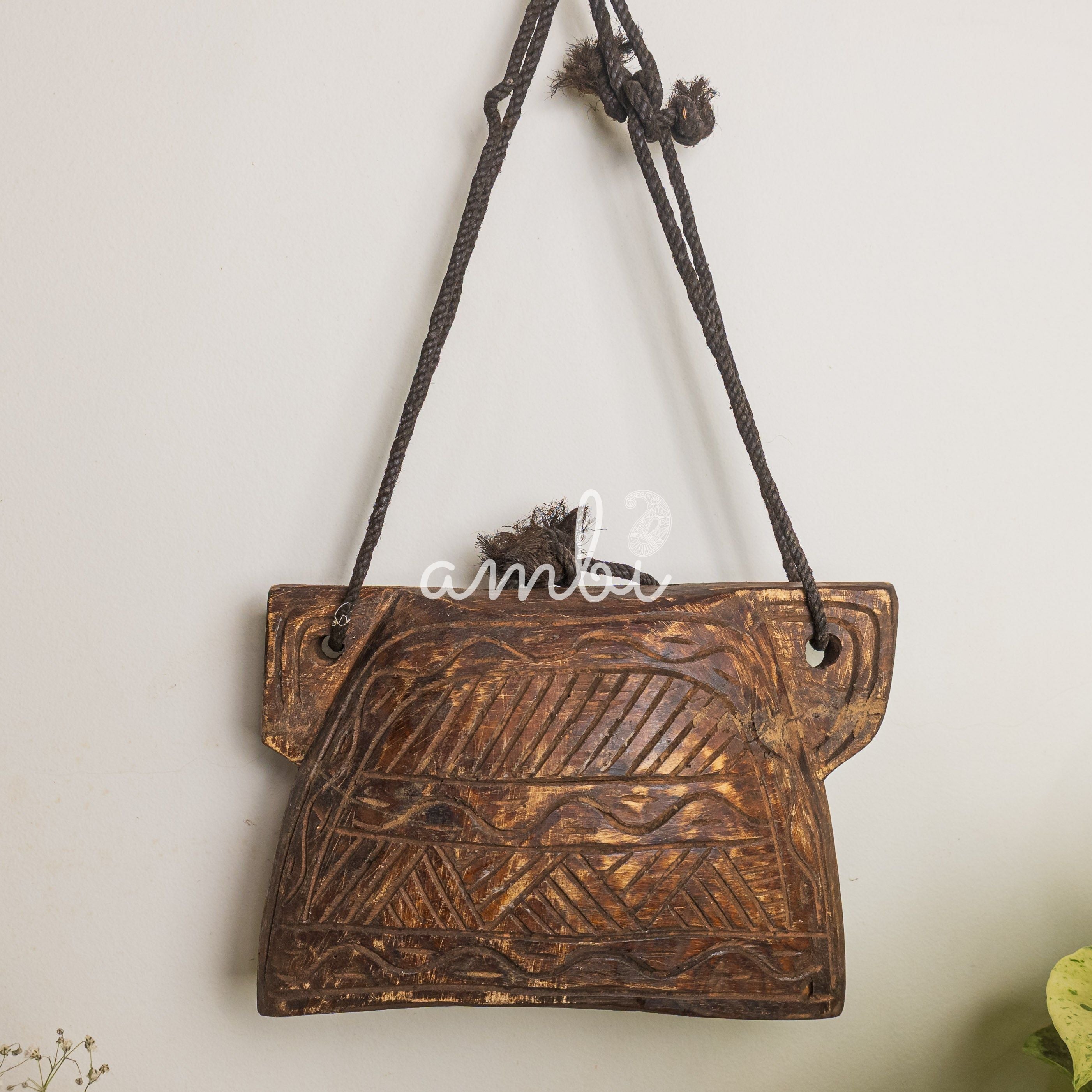 Vintage Wooden Cow Bell for Home Decor