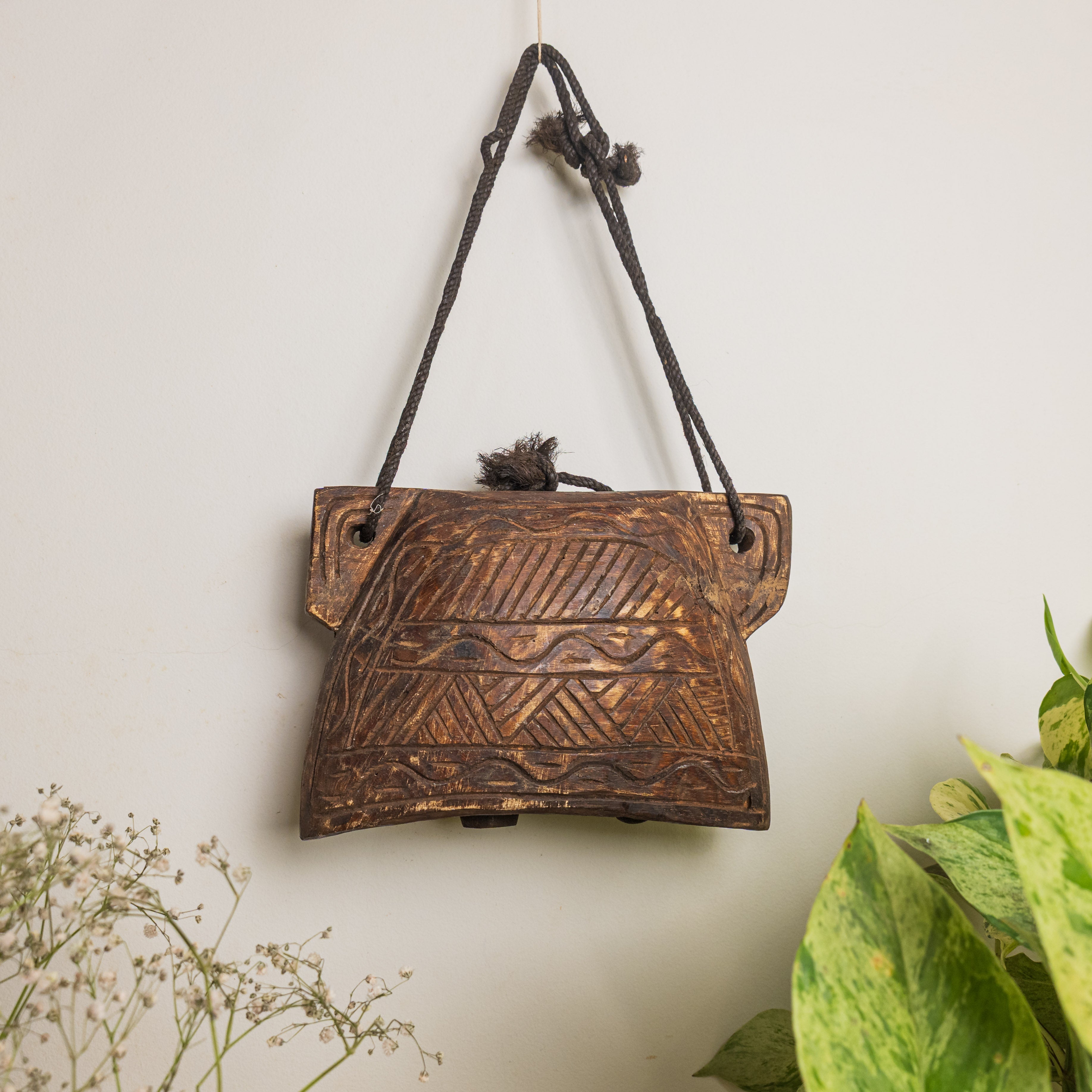 Vintage Wooden Cow Bell for Home Decor