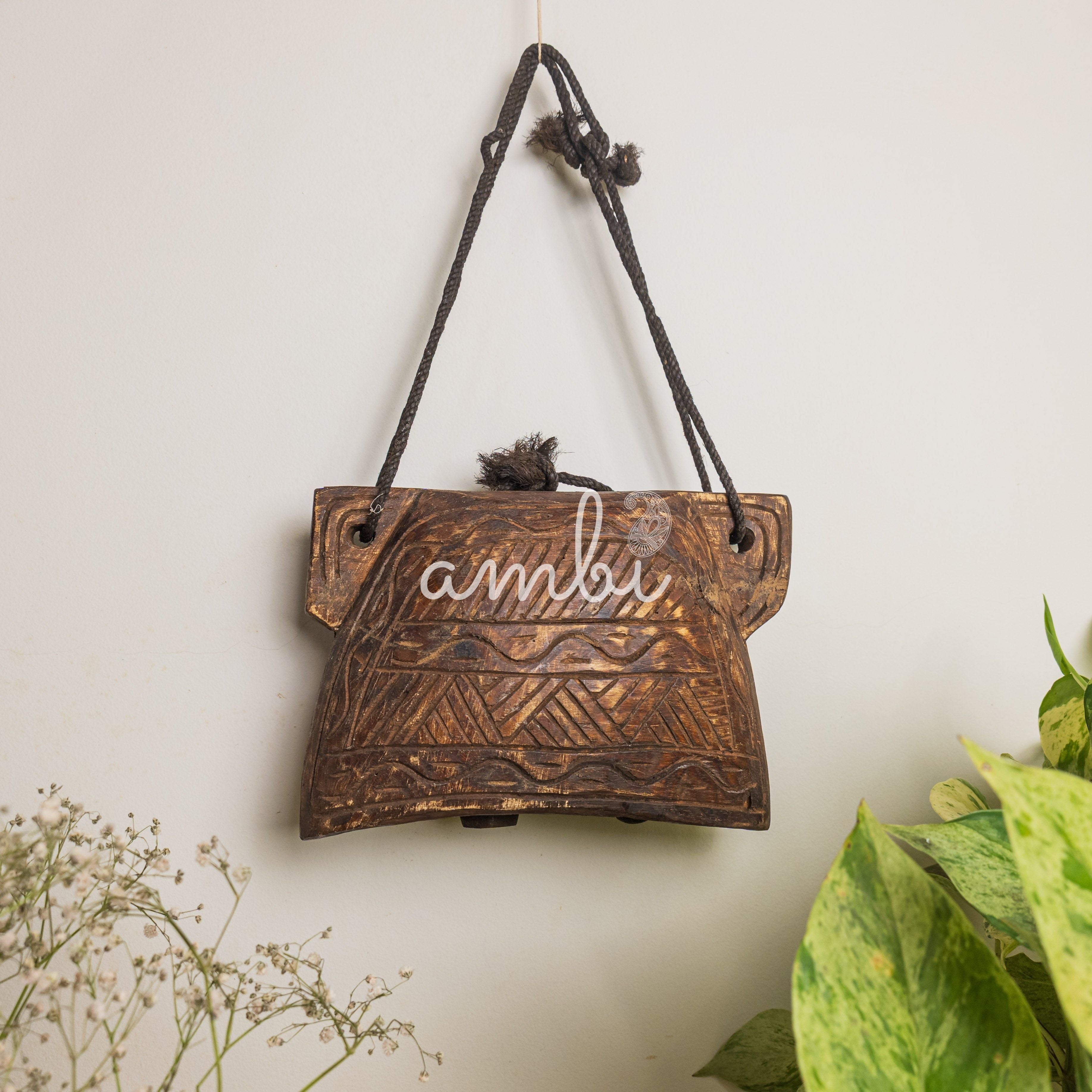 Vintage Wooden Cow Bell for Home Decor