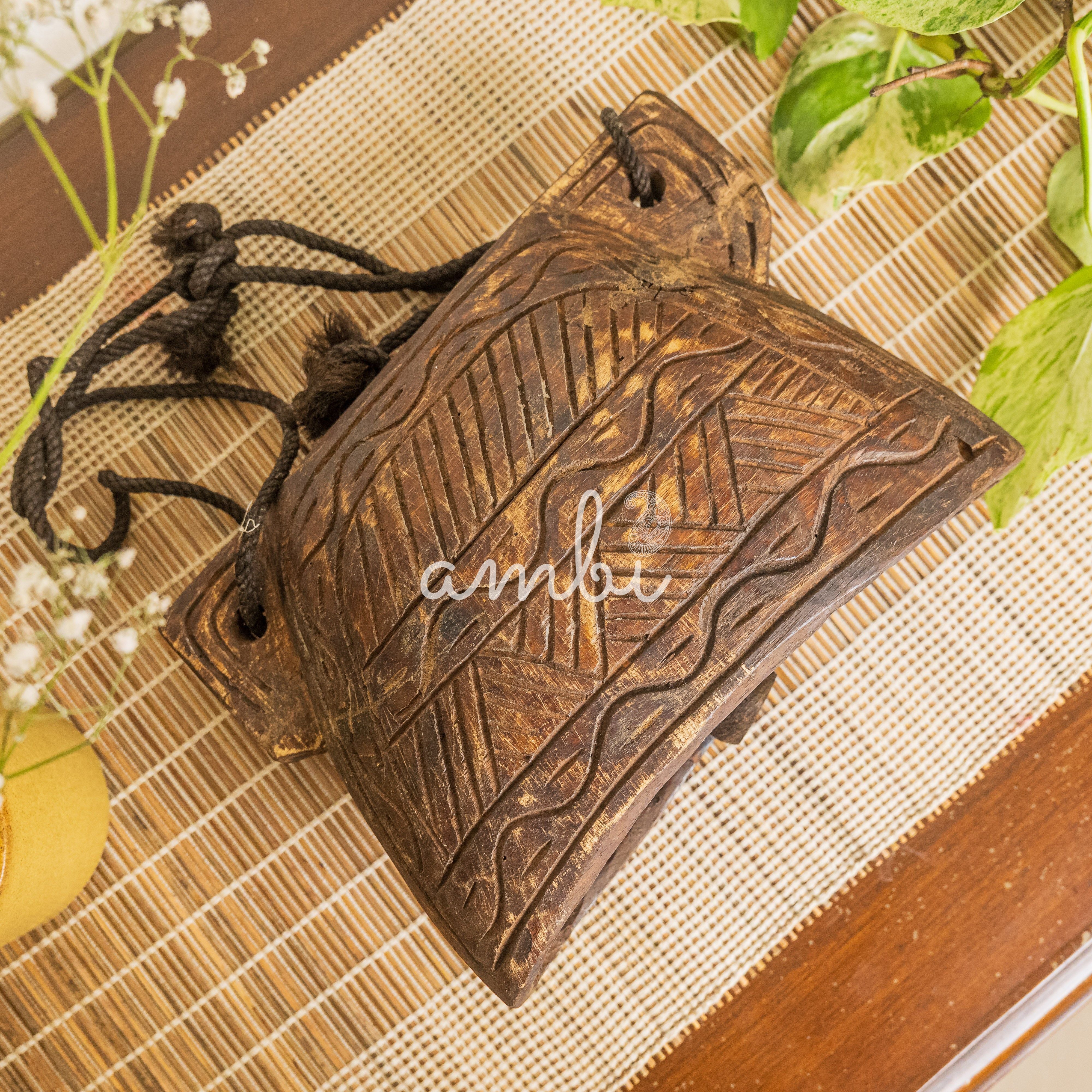 Vintage Wooden Cow Bell for Home Decor