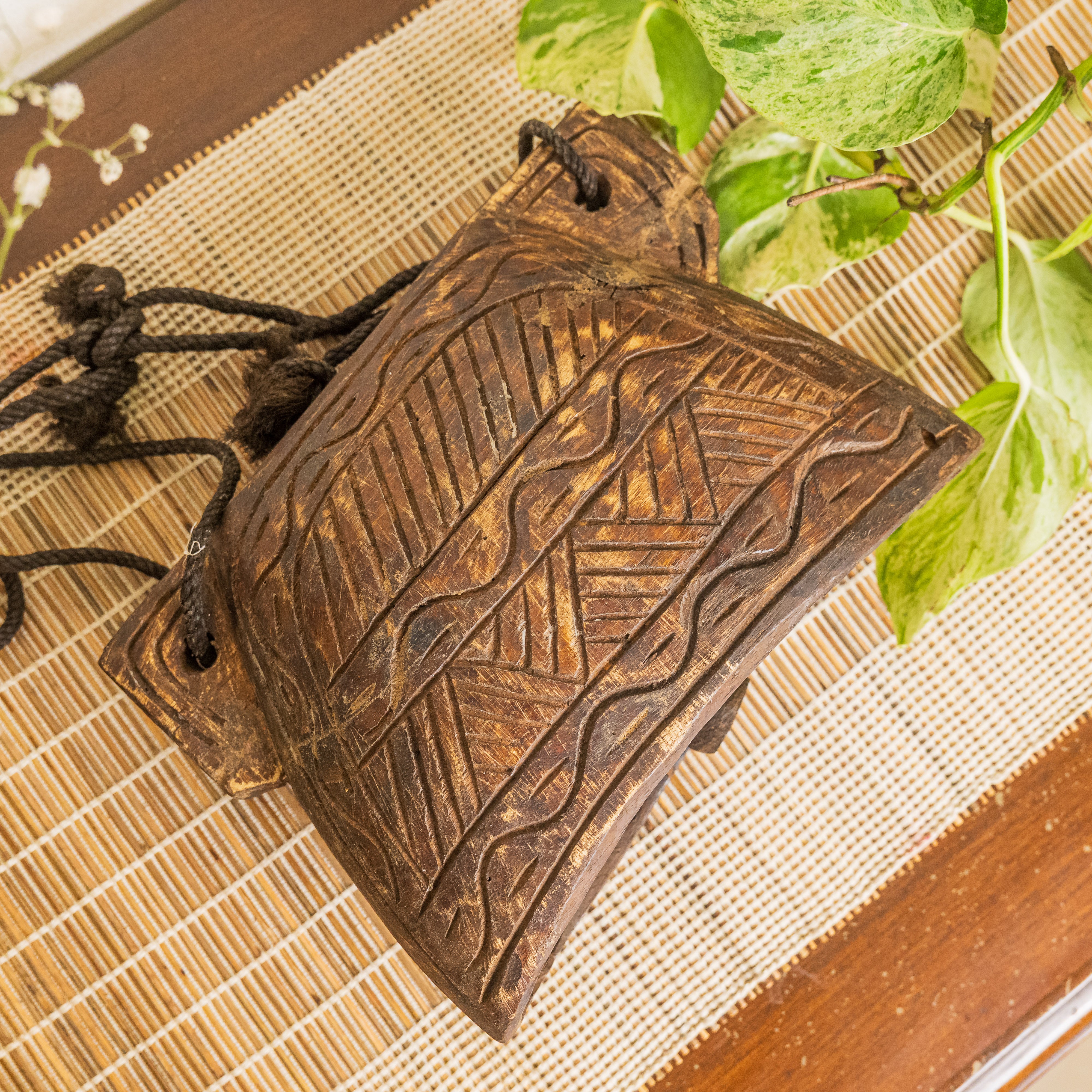 Vintage Wooden Cow Bell for Home Decor