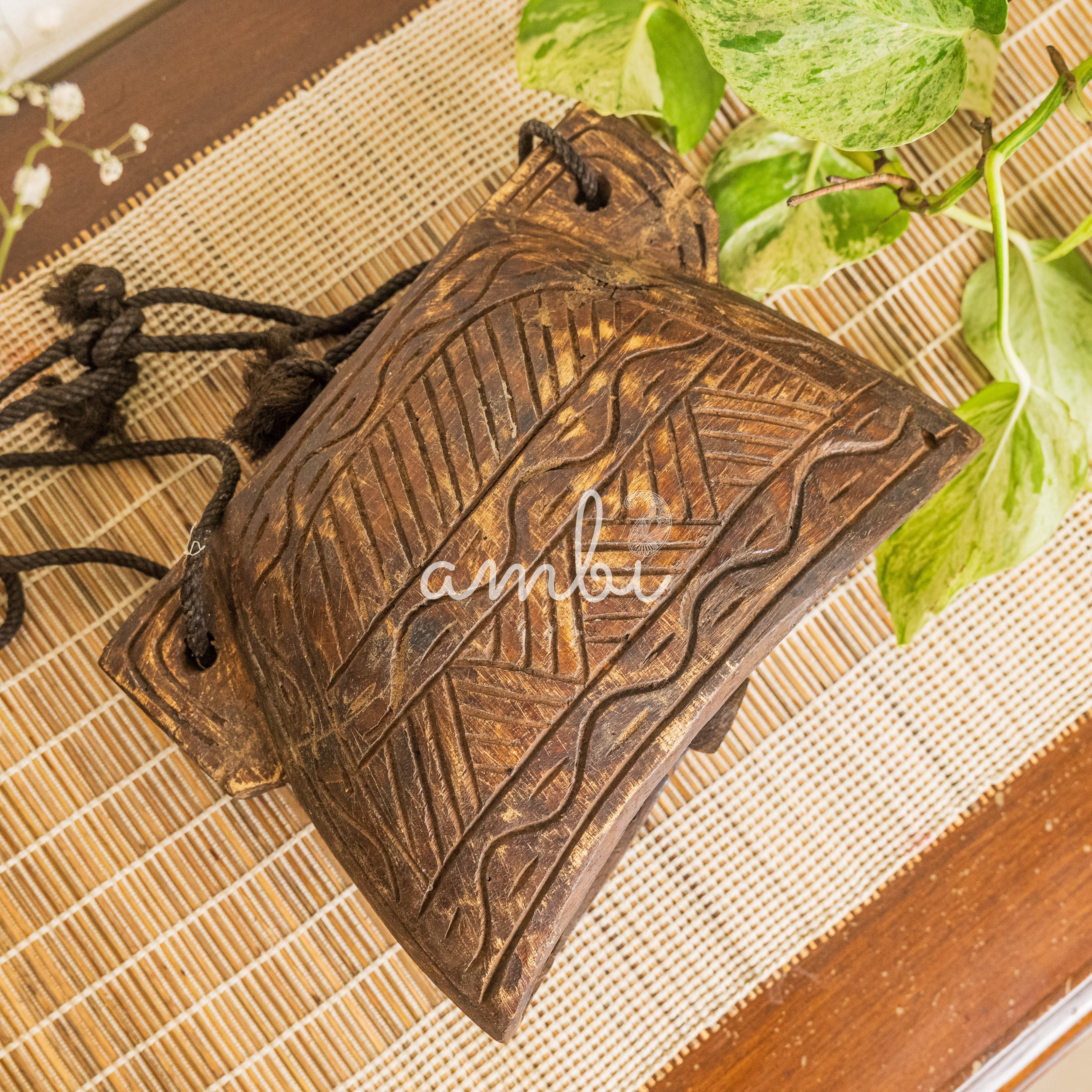 Vintage Wooden Cow Bell for Home Decor