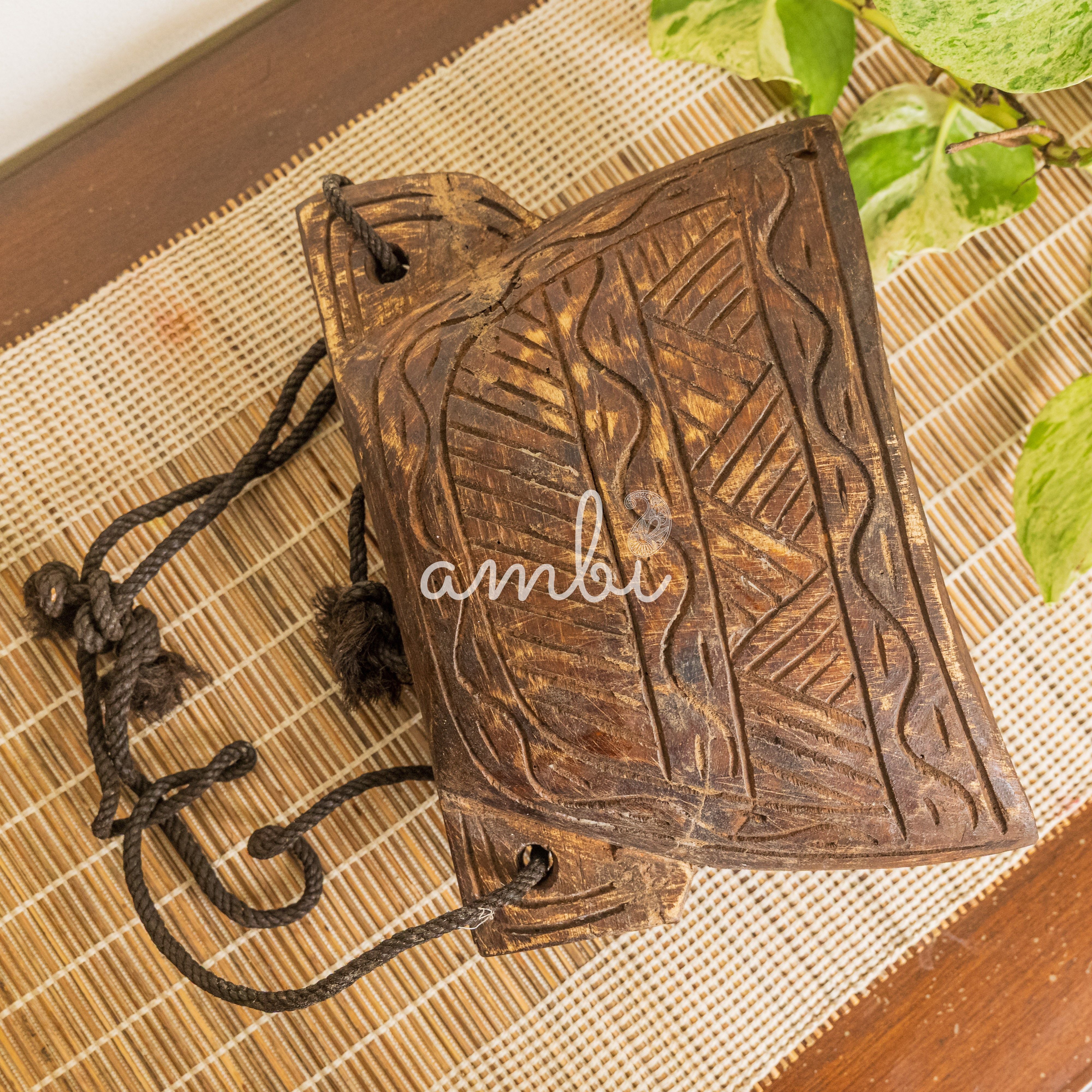 Vintage Wooden Cow Bell for Home Decor