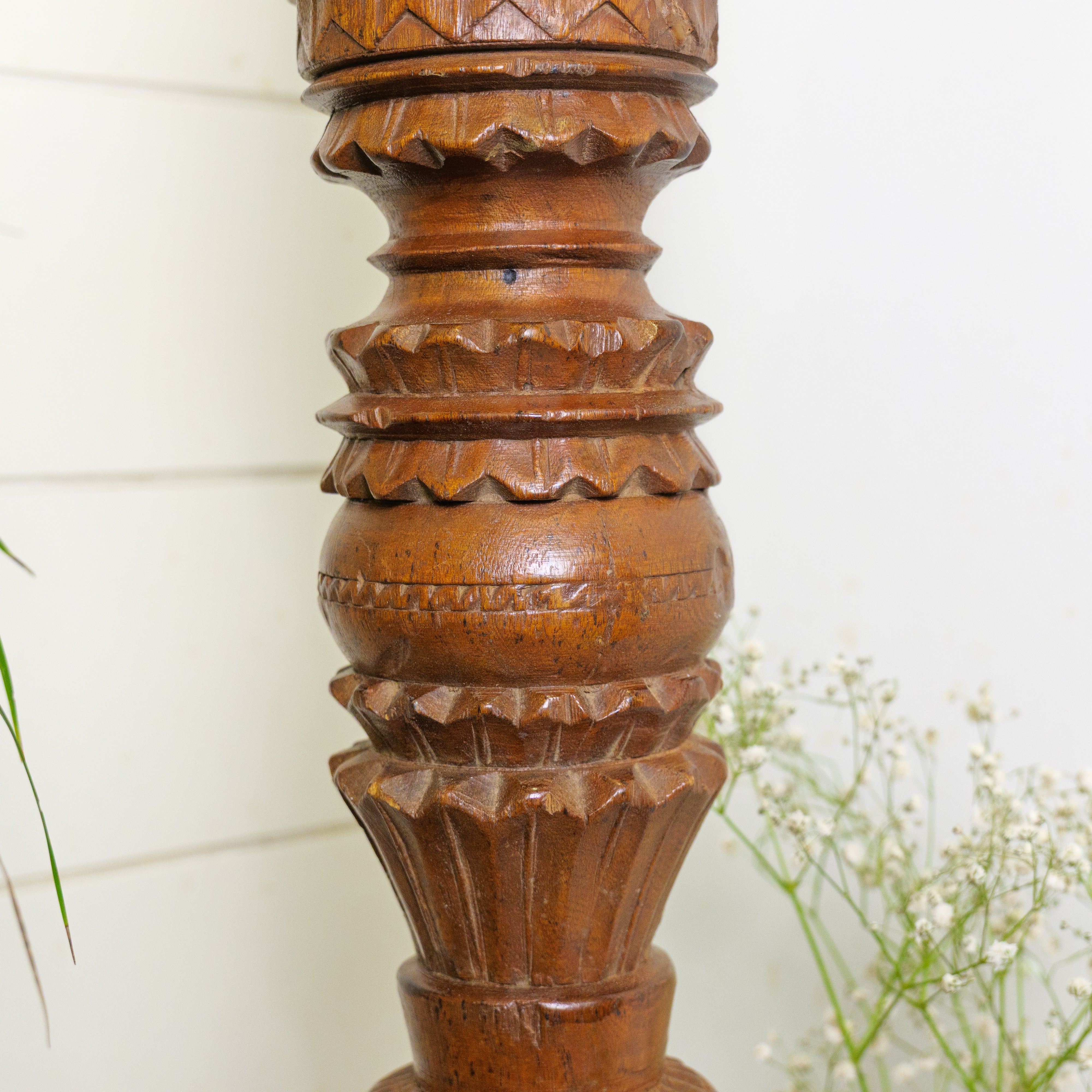 Vintage Candle Stand - Tall - Floor - Charpai Leg - Heavy Piece