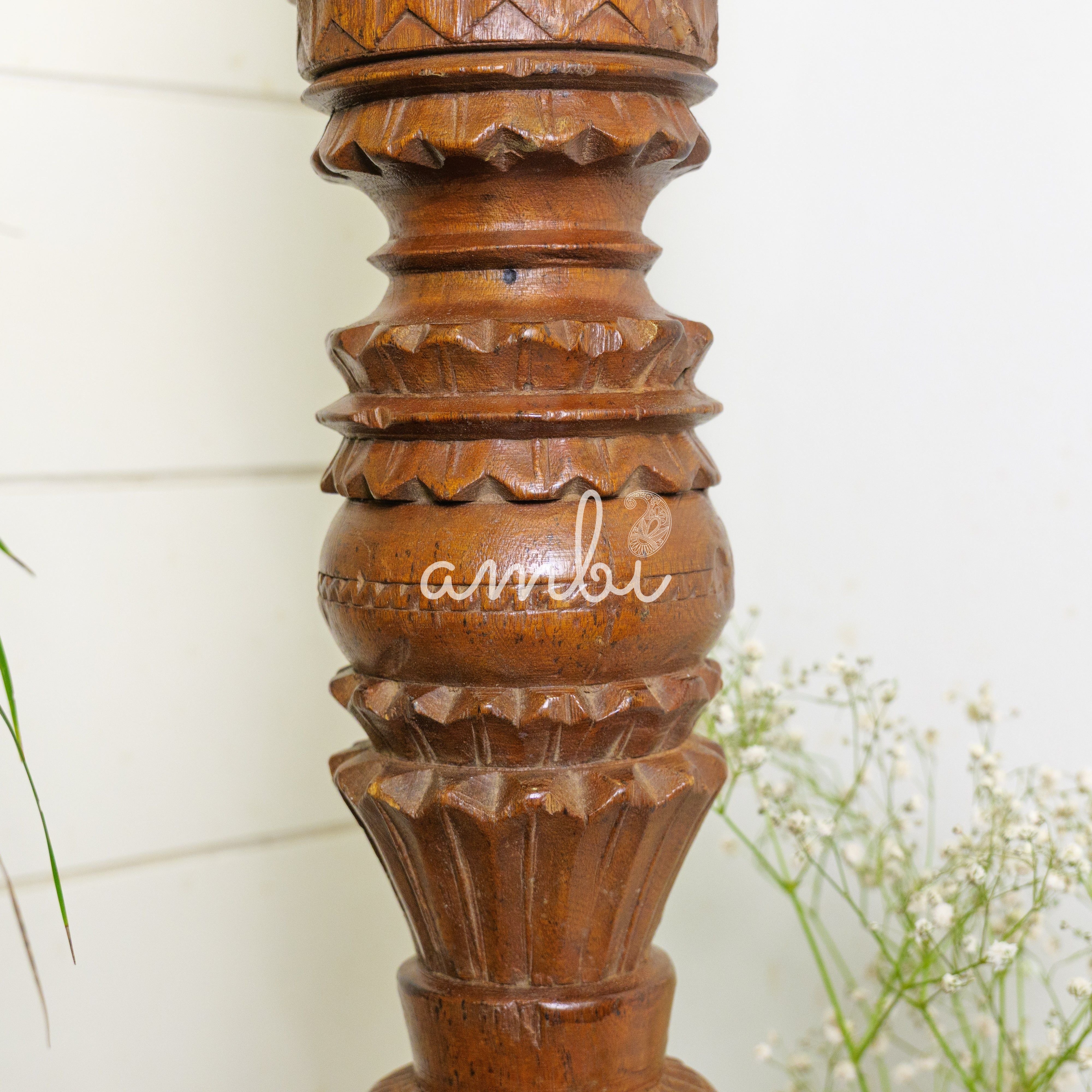 Vintage Candle Stand - Tall - Floor - Charpai Leg - Heavy Piece