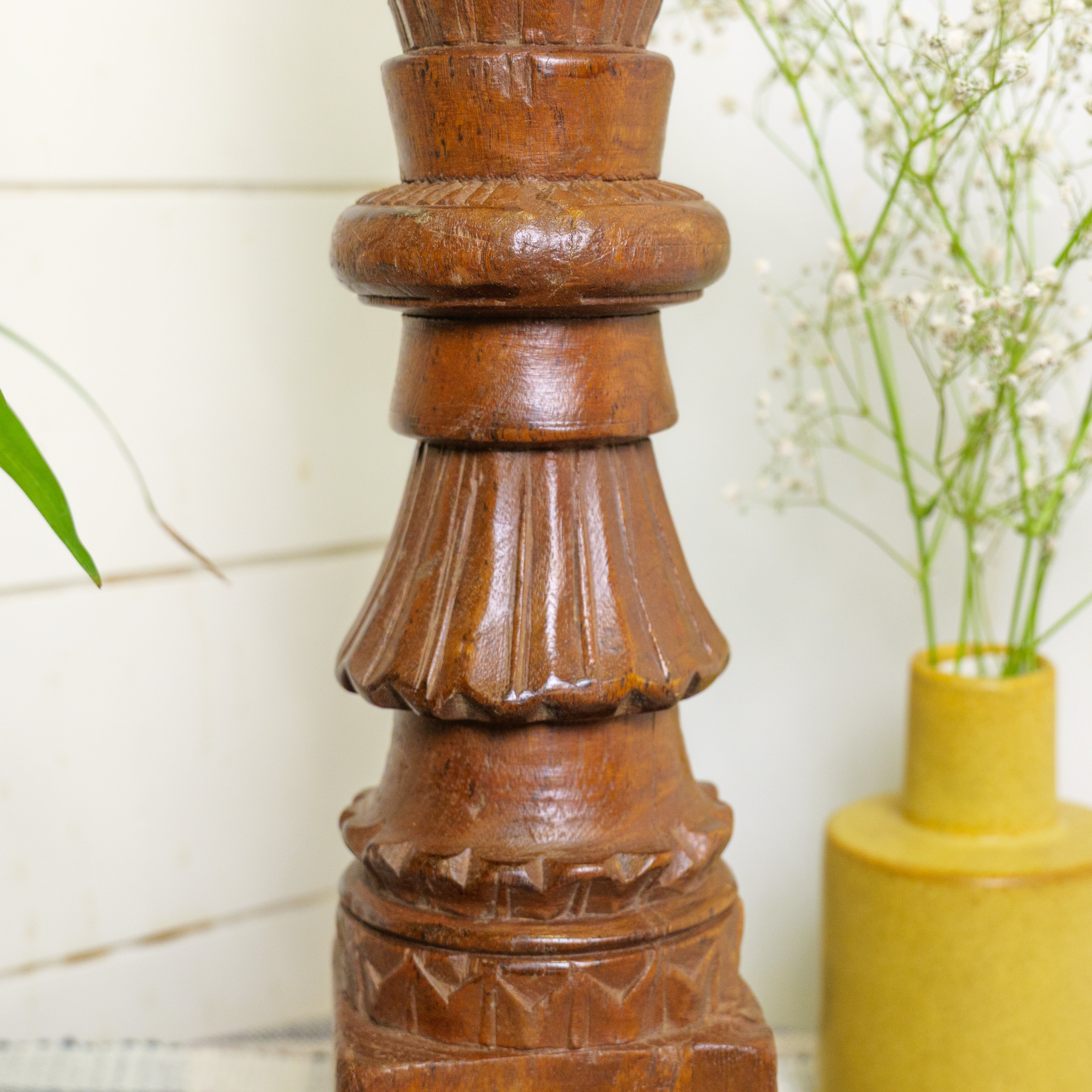 Vintage Candle Stand - Tall - Floor - Charpai Leg - Heavy Piece