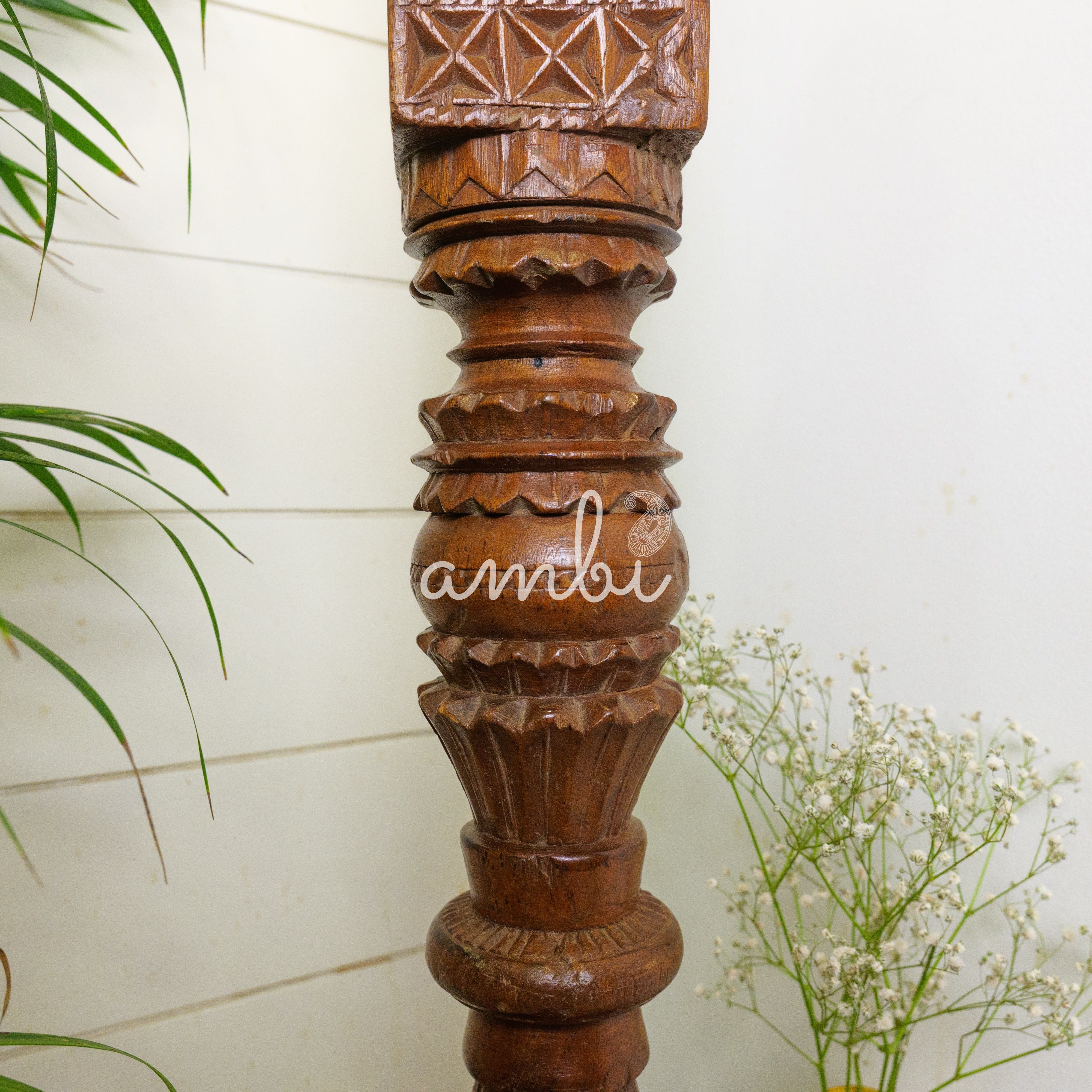 Vintage Candle Stand - Tall - Floor - Charpai Leg - Heavy Piece