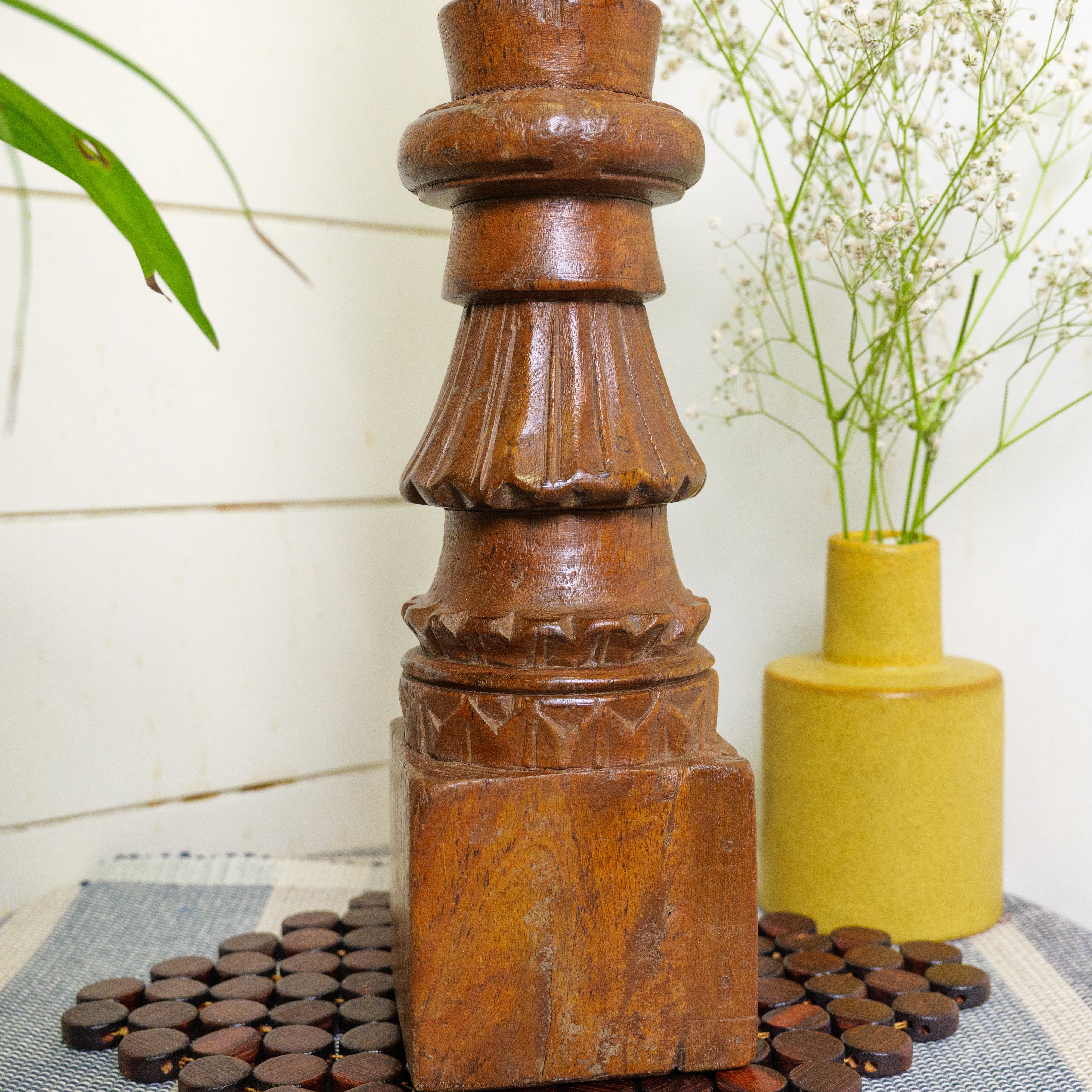 Vintage Candle Stand - Tall - Floor - Charpai Leg - Heavy Piece