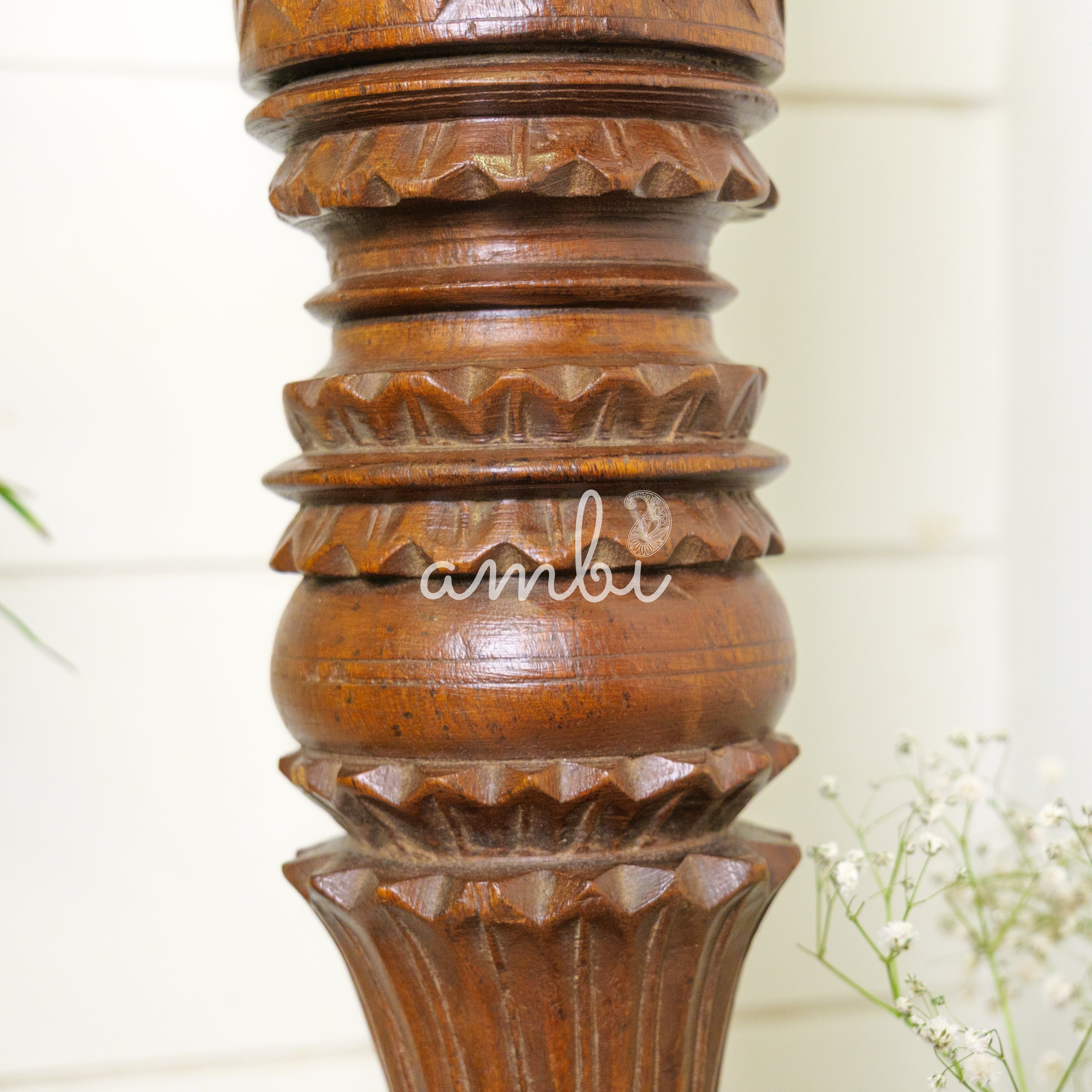 Vintage Candle Stand - Tall - Floor Piece - Charpai Leg - Heavy Make