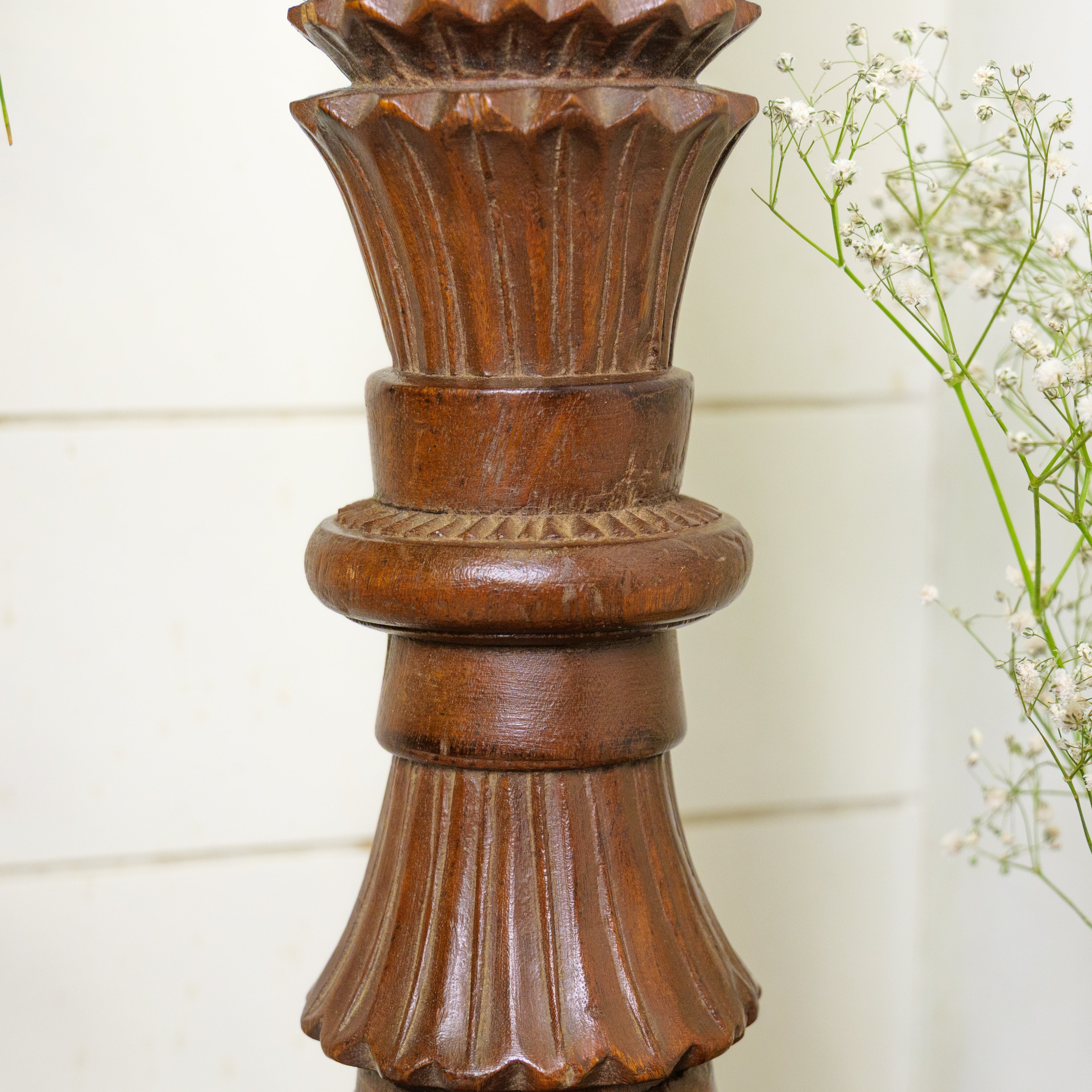 Vintage Candle Stand - Tall - Floor Piece - Charpai Leg - Heavy Make
