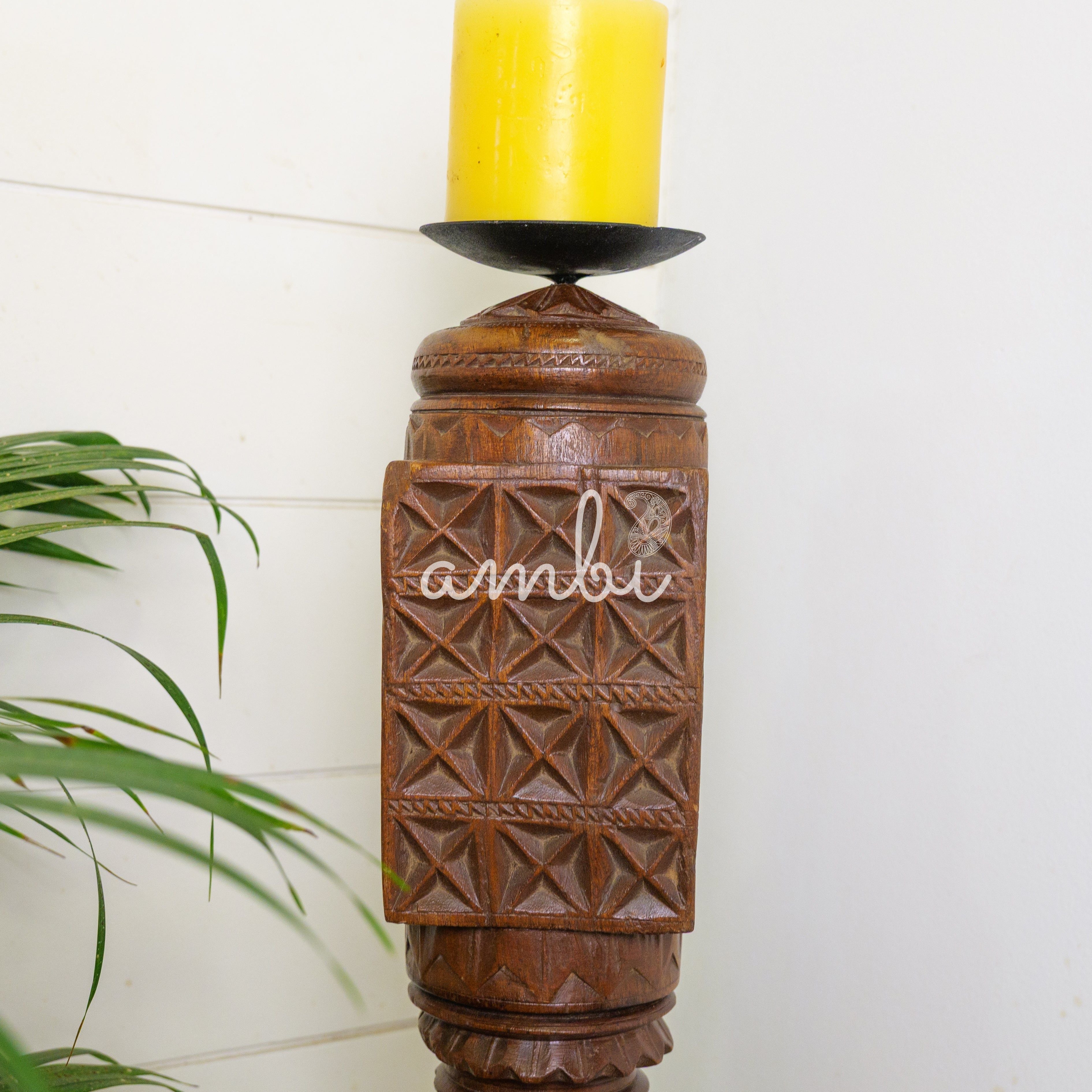 Vintage Candle Stand - Tall - Floor Piece - Charpai Leg - Heavy Make