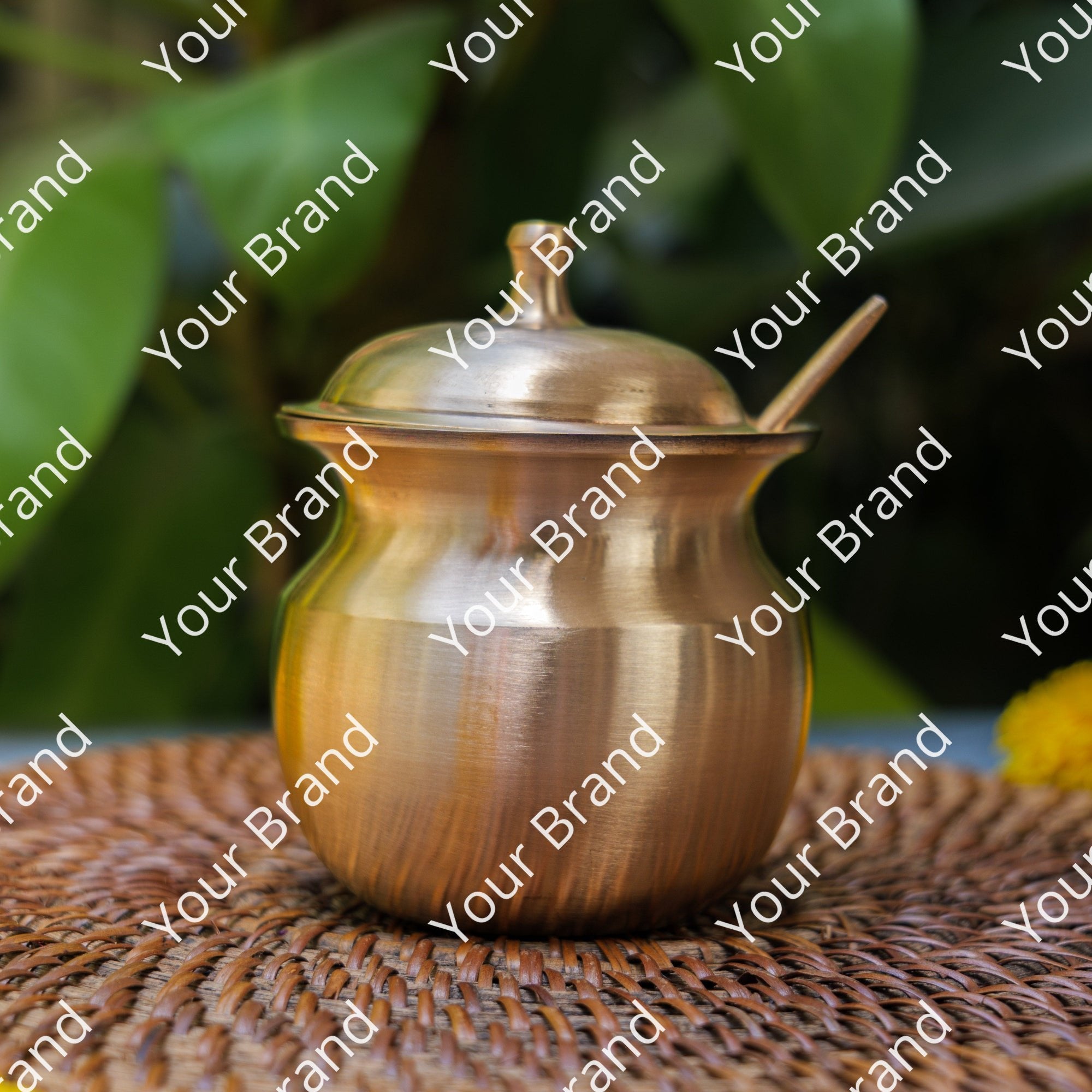 Handmade Artisanal Fine Finish Lead Free Pure 100% Kansa Heavy Ghee Pot for Health Benefits - Large - 275 ML Pot with Spoon