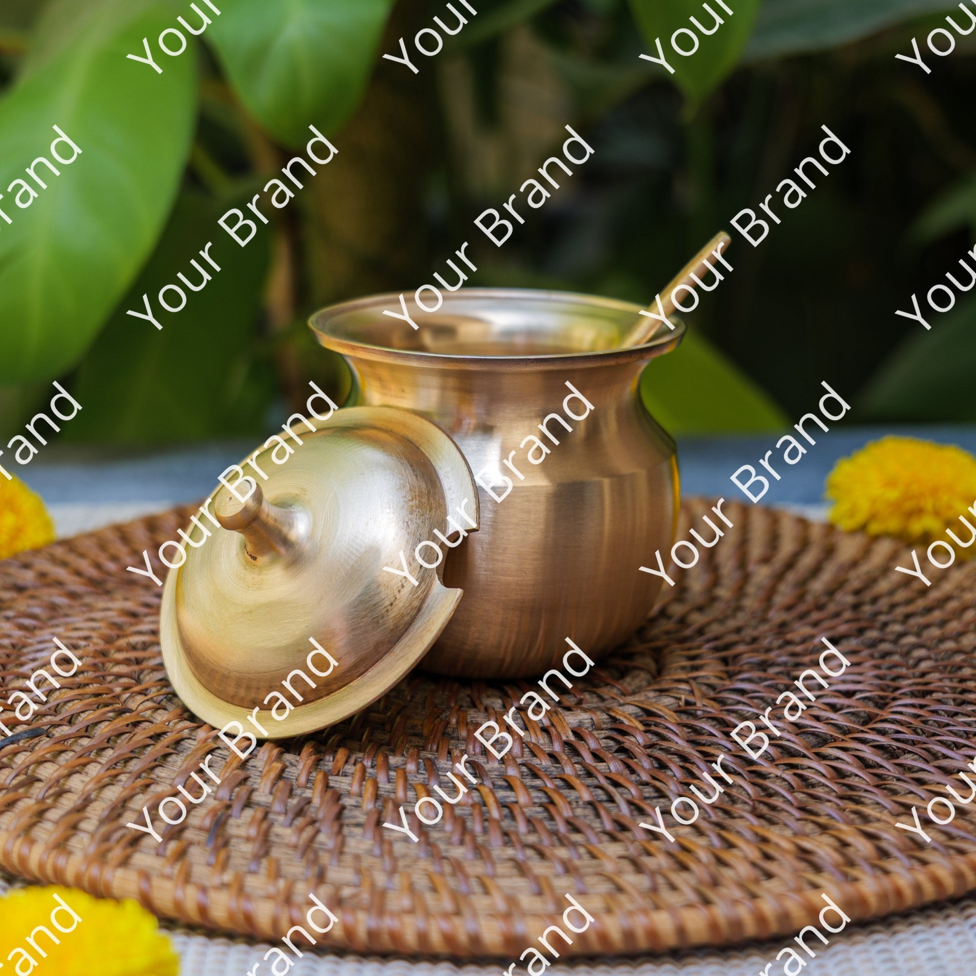Handmade Artisanal Fine Finish Lead Free Pure 100% Kansa Heavy Ghee Pot for Health Benefits - Large - 275 ML Pot with Spoon