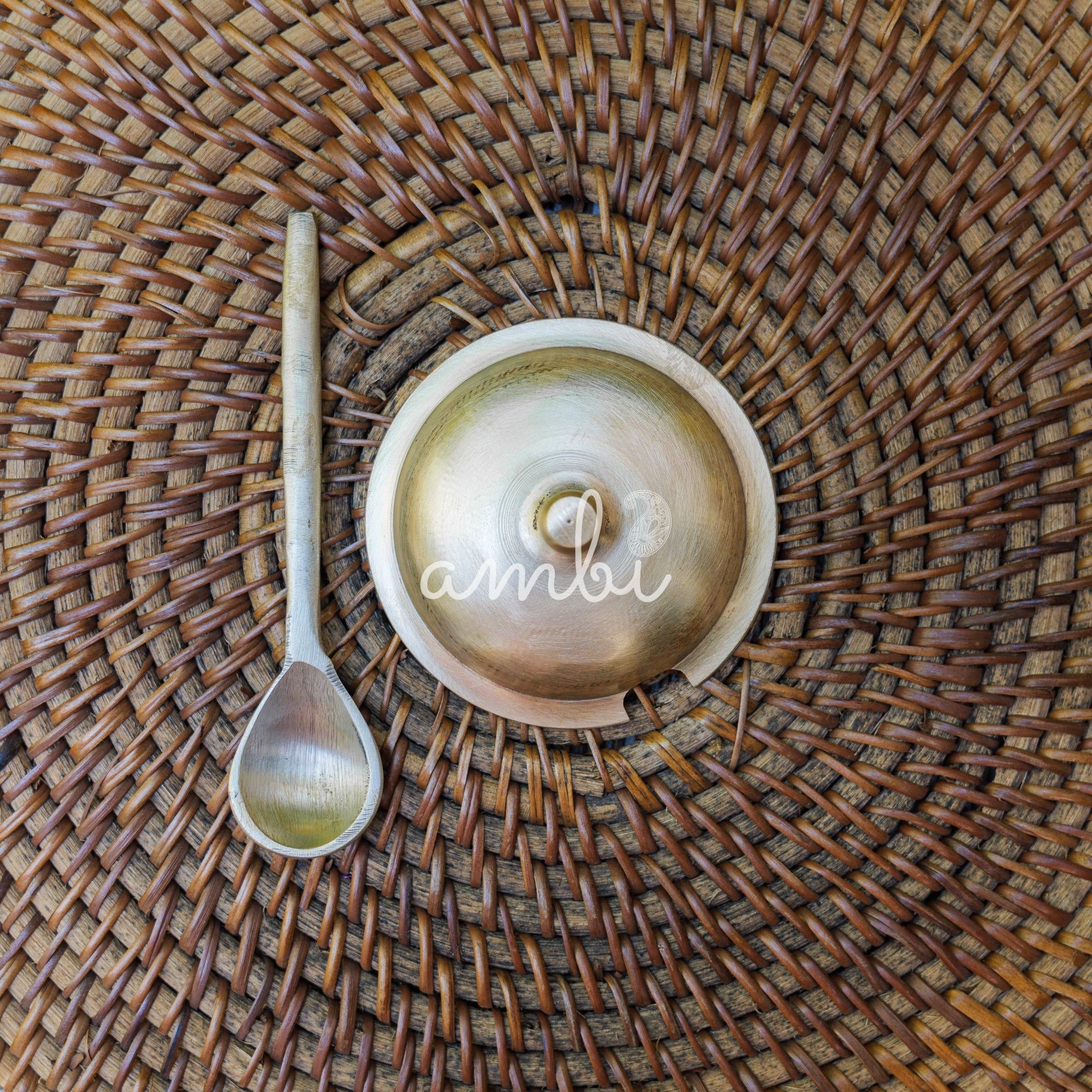 Handmade Artisanal Fine Finish Lead Free Pure 100% Kansa Heavy Ghee Pot for Health Benefits - Large - 275 ML Pot with Spoon