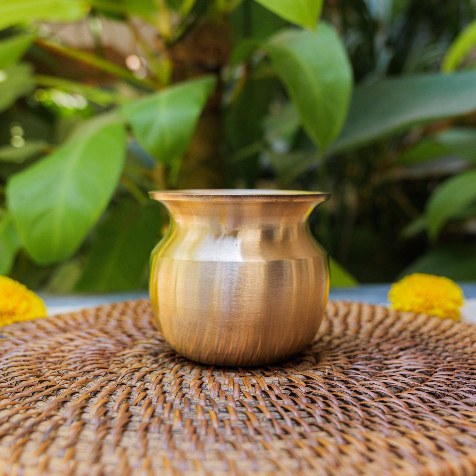 Handmade Artisanal Fine Finish Lead Free Pure 100% Kansa Heavy Ghee Pot for Health Benefits - Large - 275 ML Pot with Spoon
