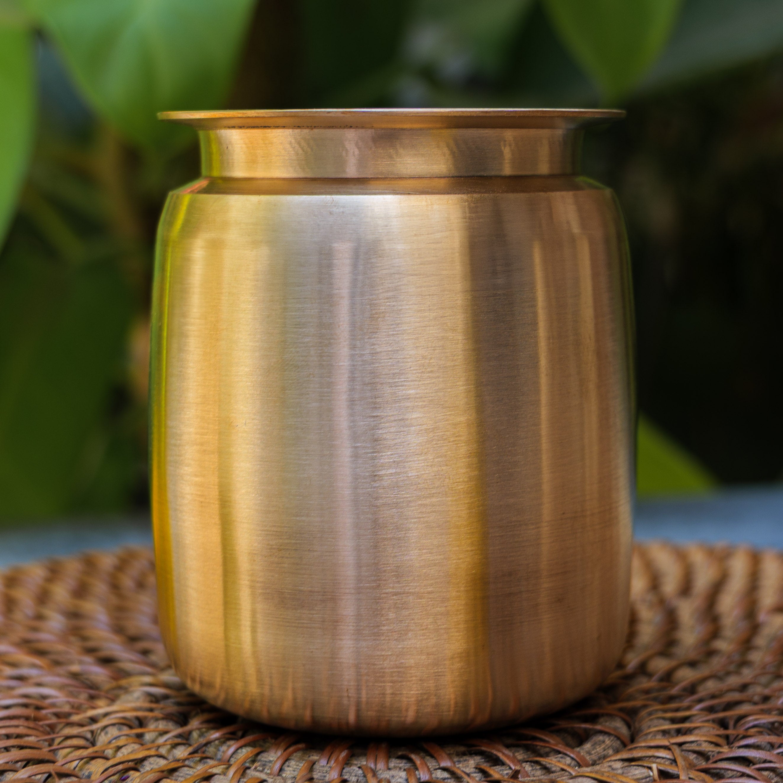 Handmade Artisanal Fine Finish Lead Free Pure 100% Kansa Heavy Ghee / Oil Pot for Health Benefits - Extra Large - 400 ML Pot with Spoon