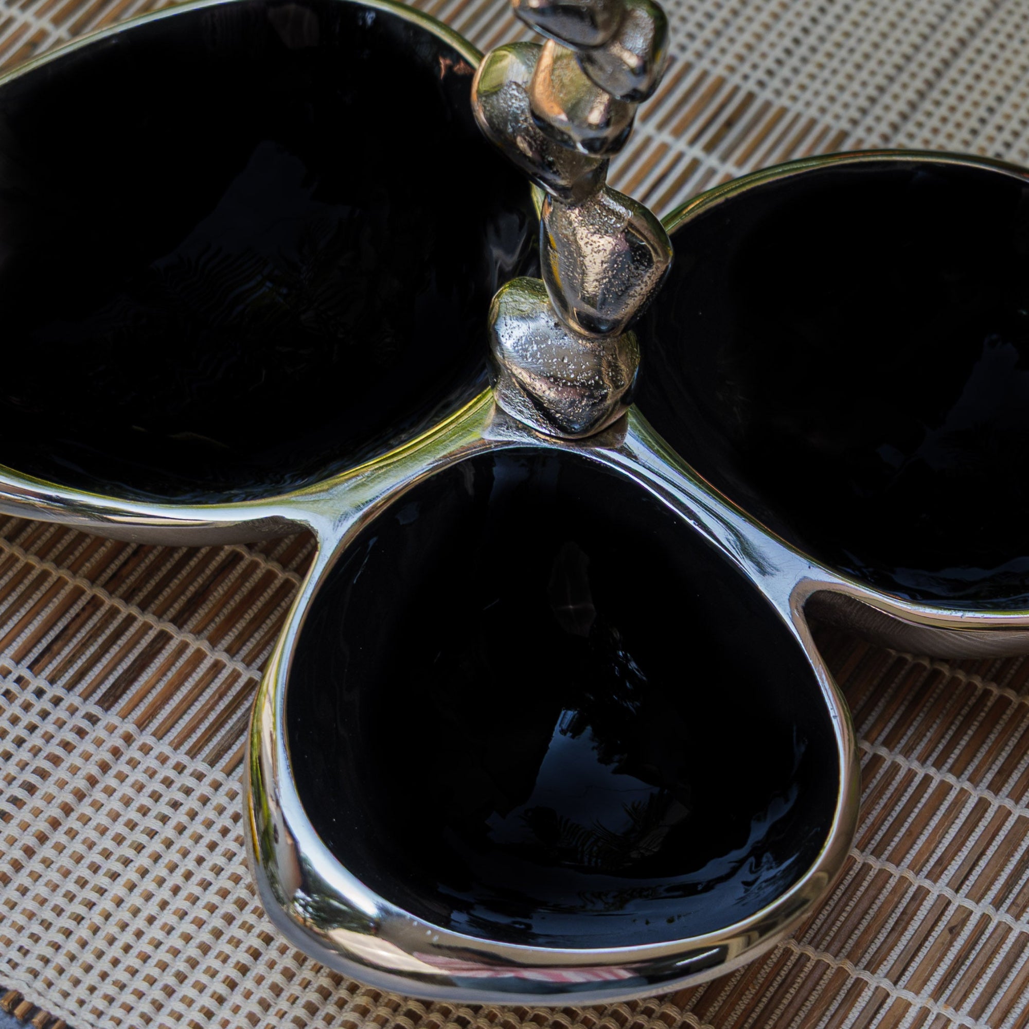 Pure Brass Silver Edge Nuts Bowls - 3 Bowls in a Single Piece