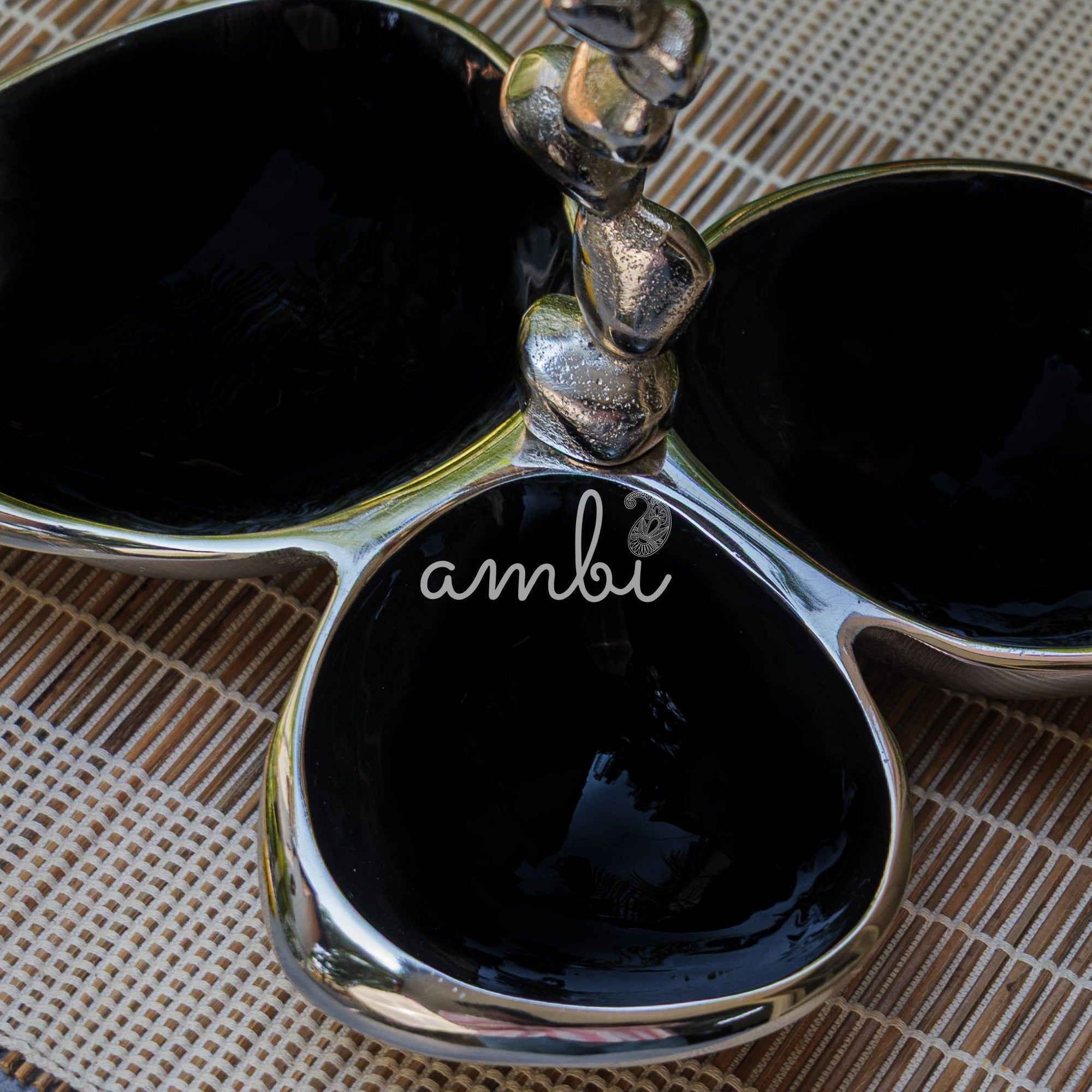 Pure Brass Silver Edge Nuts Bowls - 3 Bowls in a Single Piece