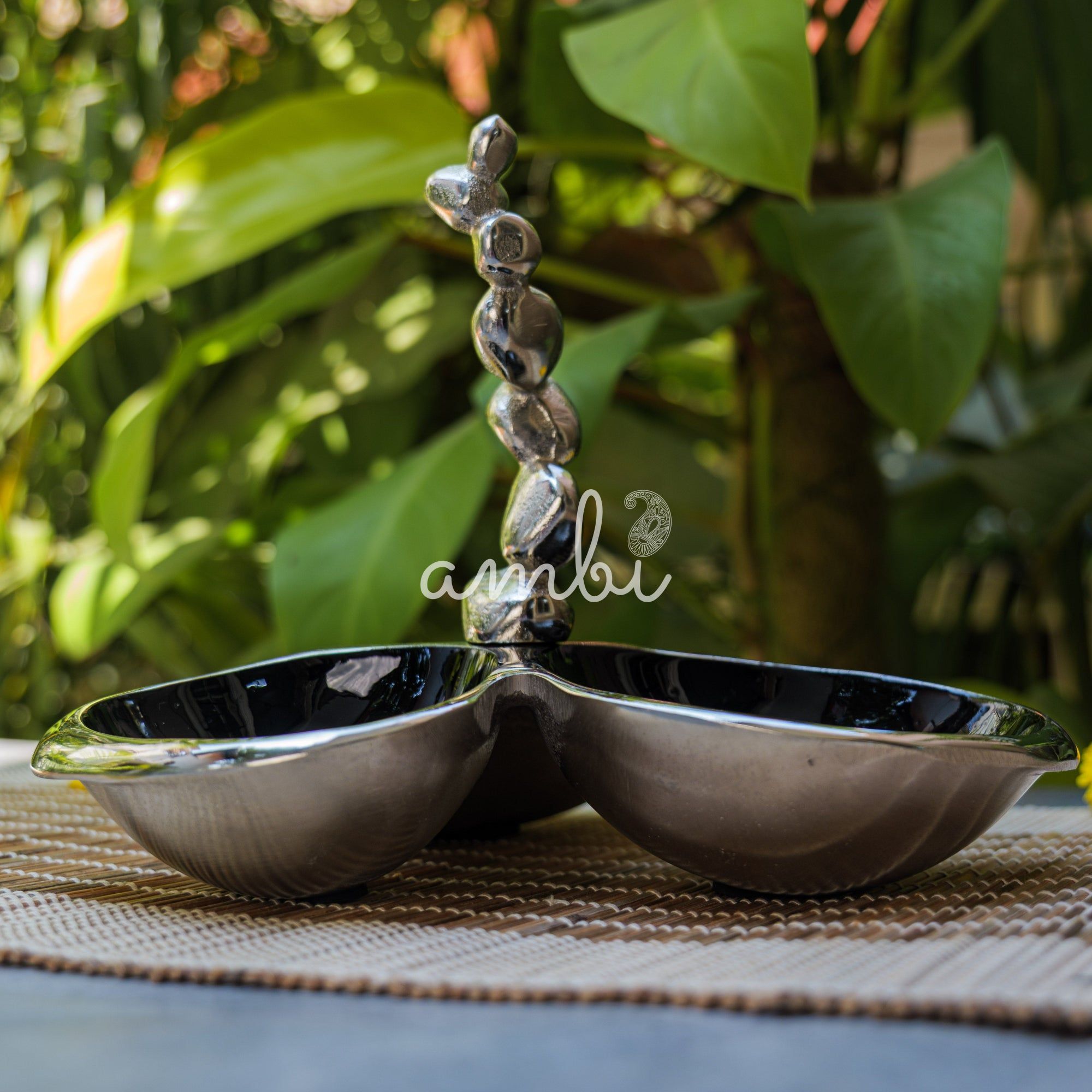 Pure Brass Silver Edge Nuts Bowls - 3 Bowls in a Single Piece