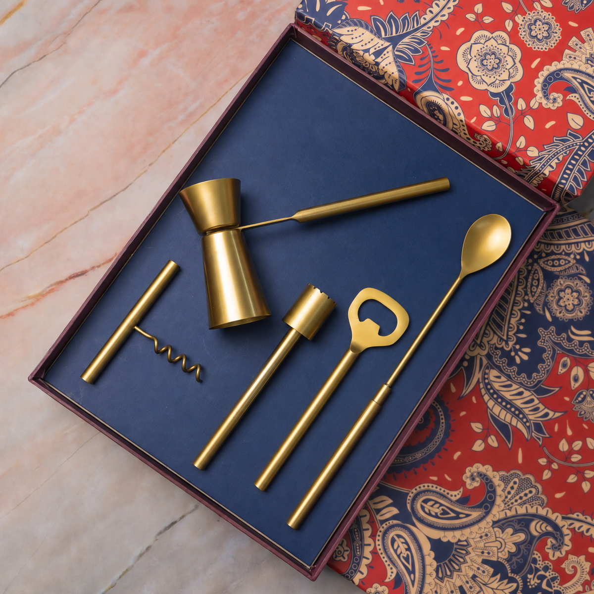 Ambi Pure Brass Bar Tool Set 5 Pcs |GIft Box|