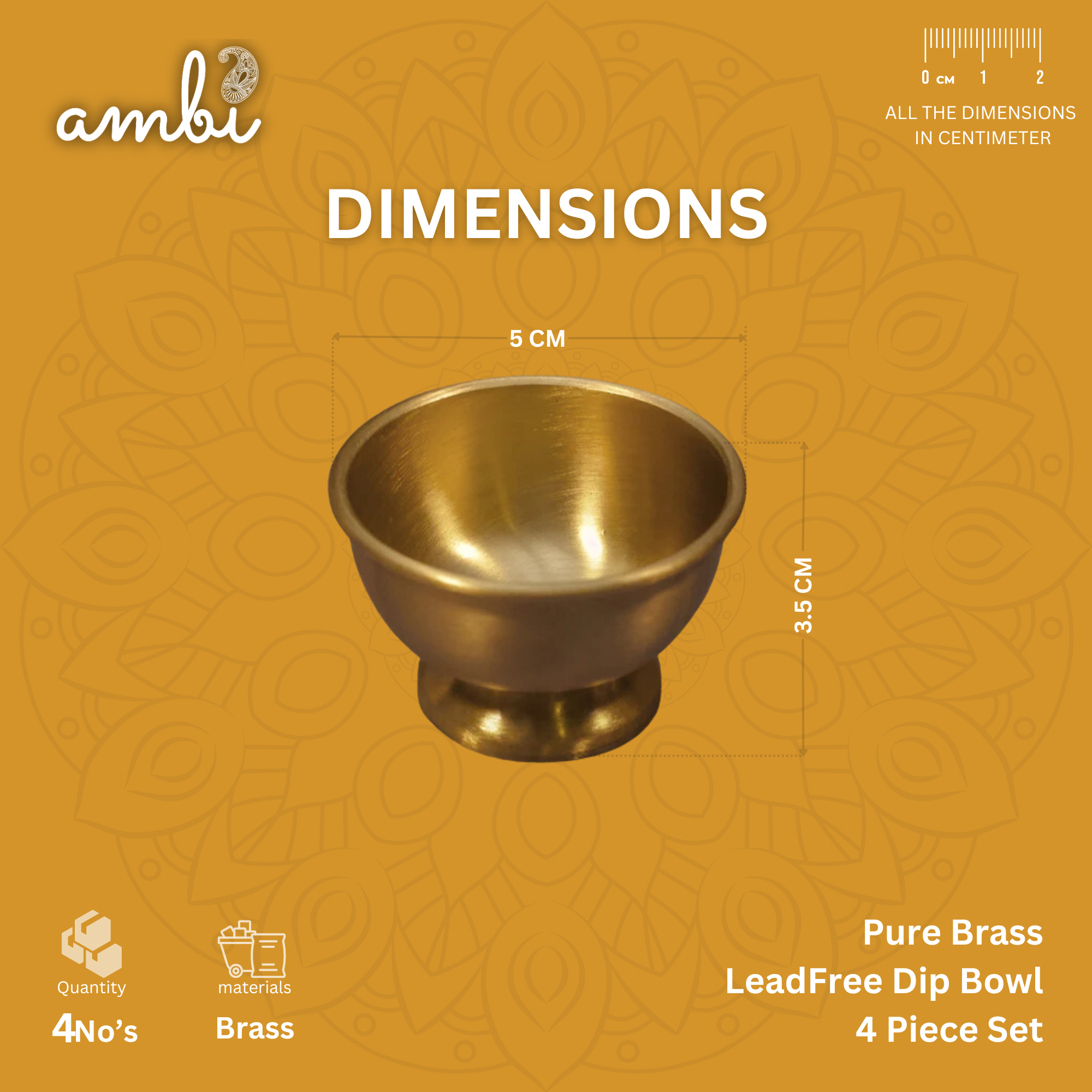 Pure Brass Lead-Free Dip Bowl Set