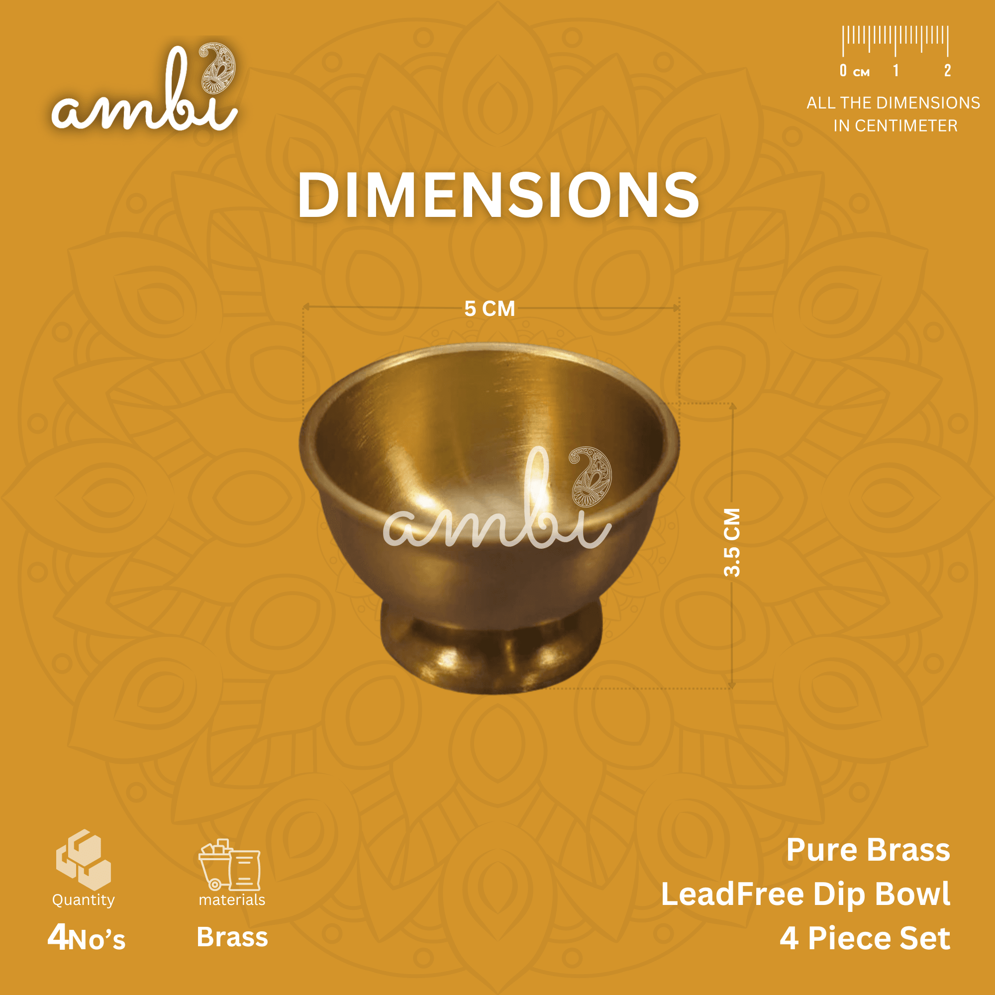 Pure Brass Lead-Free Dip Bowl Set