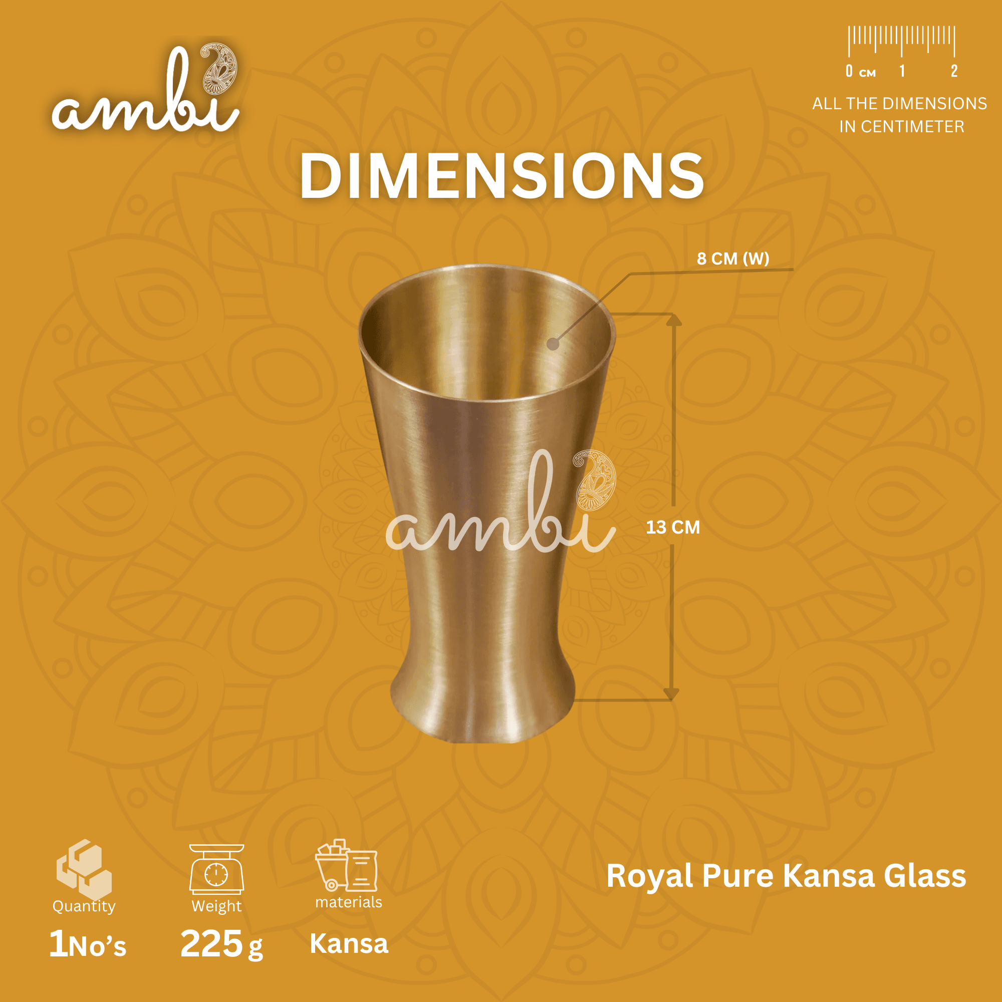 Ambi Royal Kansa Glass 250 ML – Morning Raga Ritual | 100% Lead-Free Bronze Drinking Glass