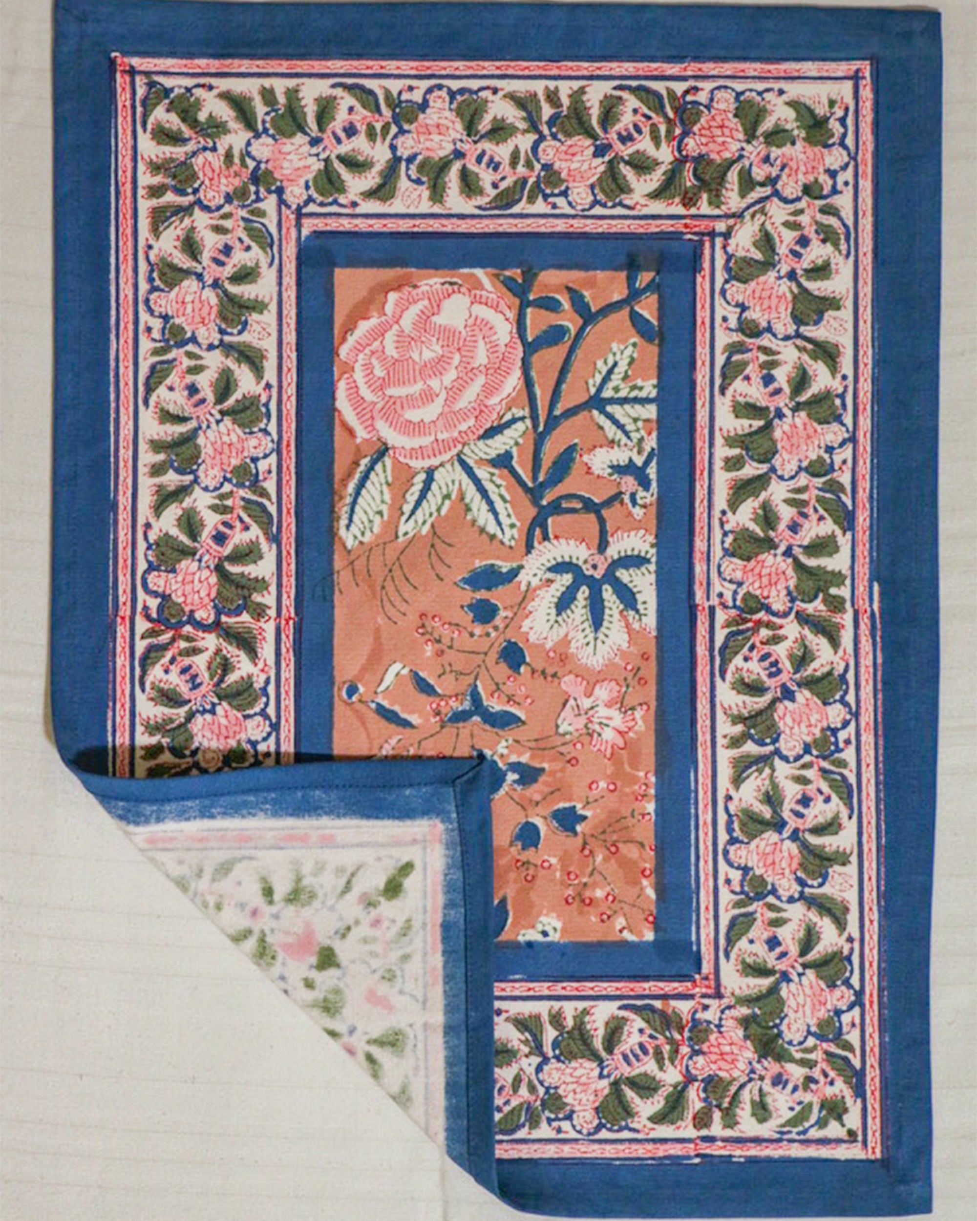 Diwali 2025 Hand Block Printed 6 Table Mats + 6 Table Napkins