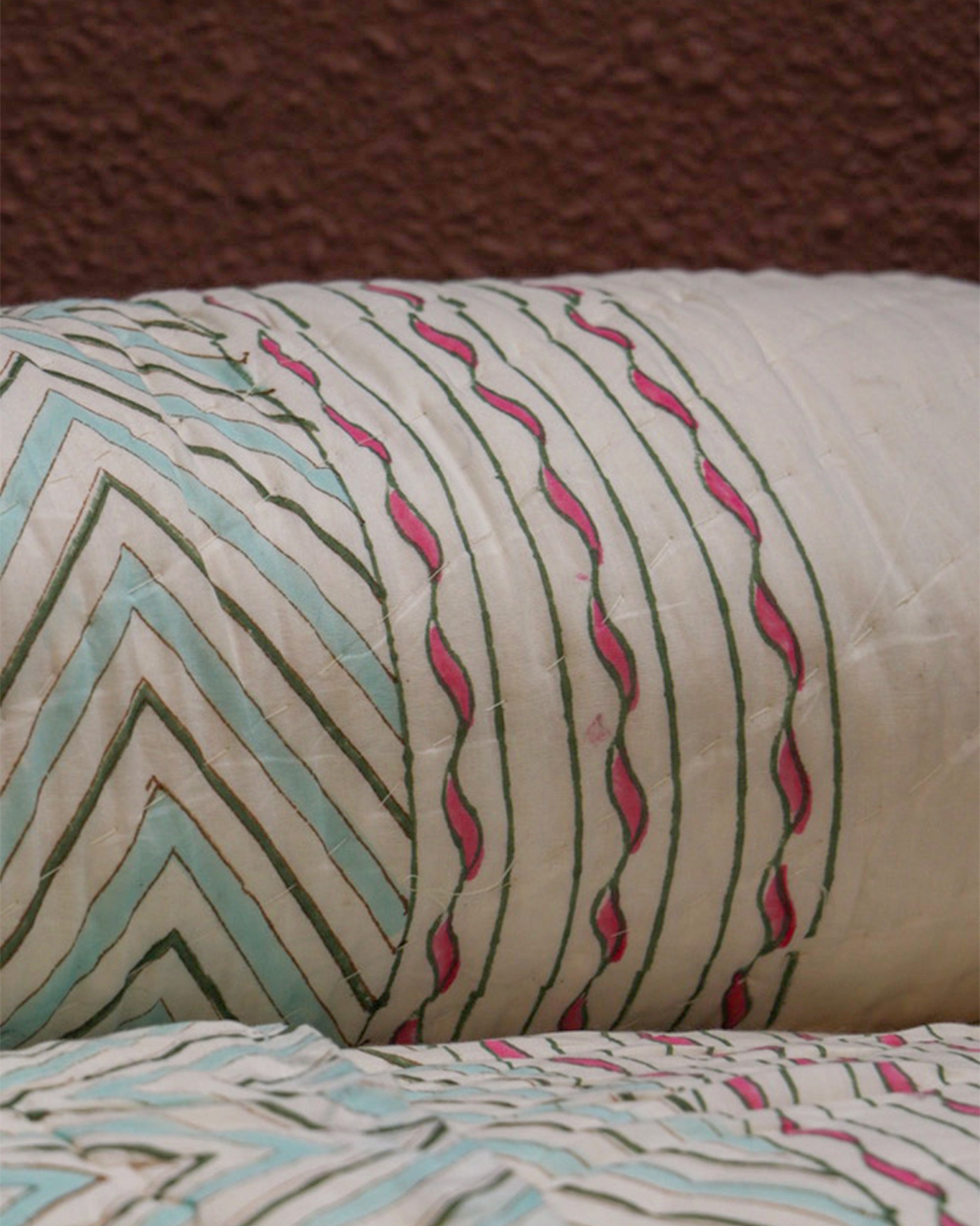 Diwali 2025 Collection - Red Lily Hand Block Printed Jaipuri Rajai / Quilt- Double - 90X108 Inches