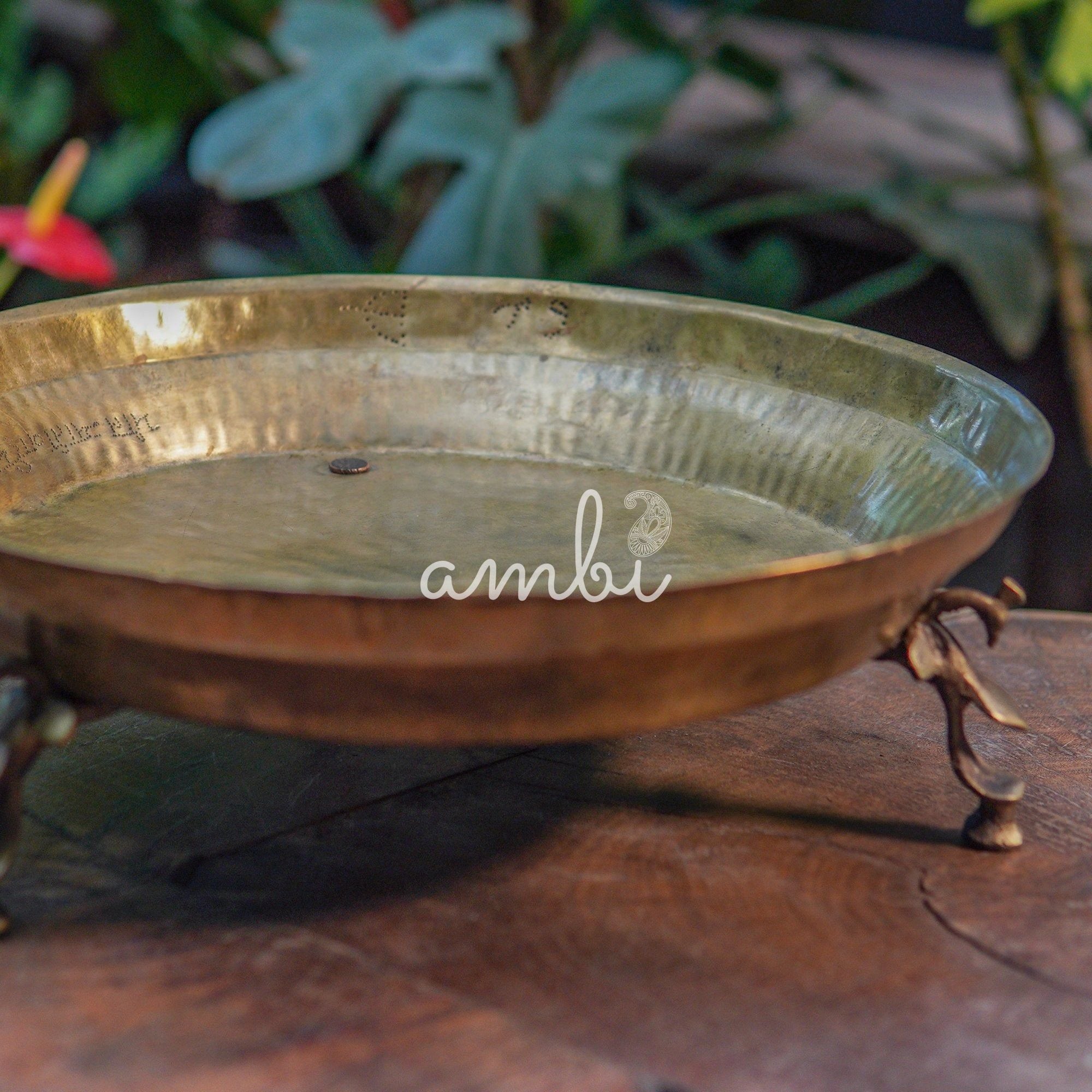 Handcrafted Vintage Brass Elevated Parat Plate