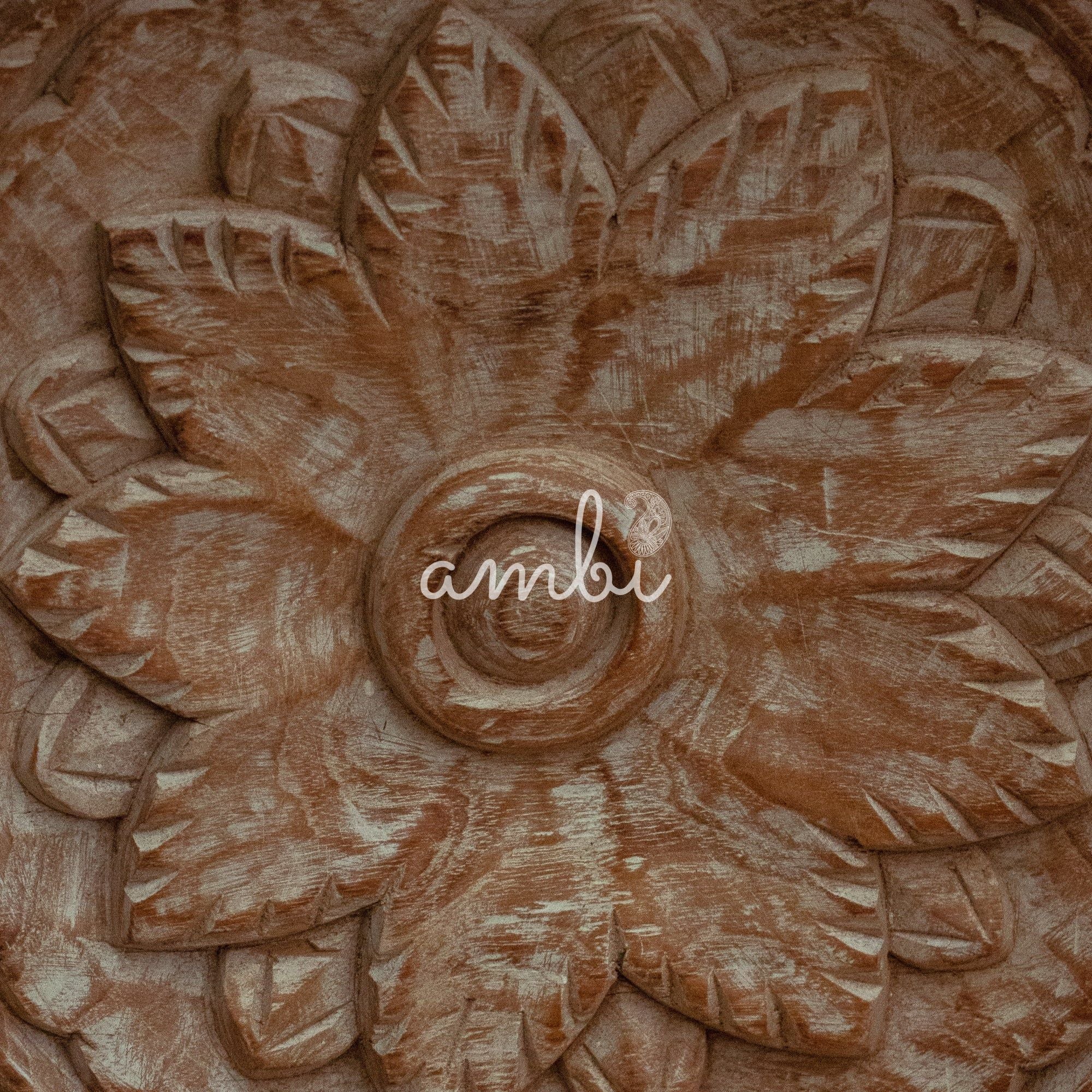 Vintage Wooden Parat - Heavy Base - Floral Pattern