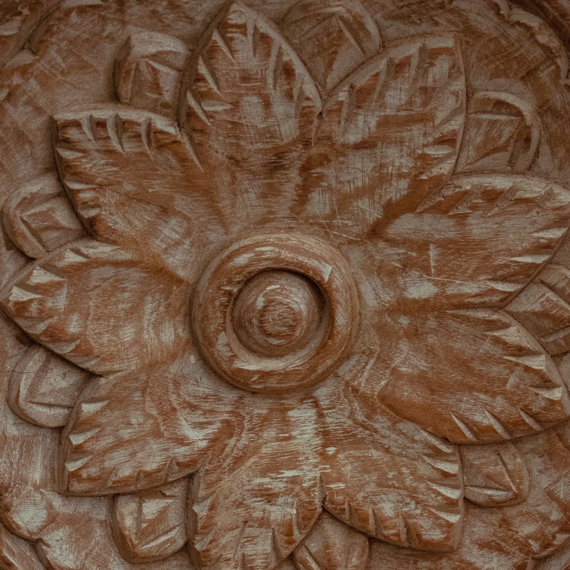 Vintage Wooden Parat - Heavy Base - Floral Pattern