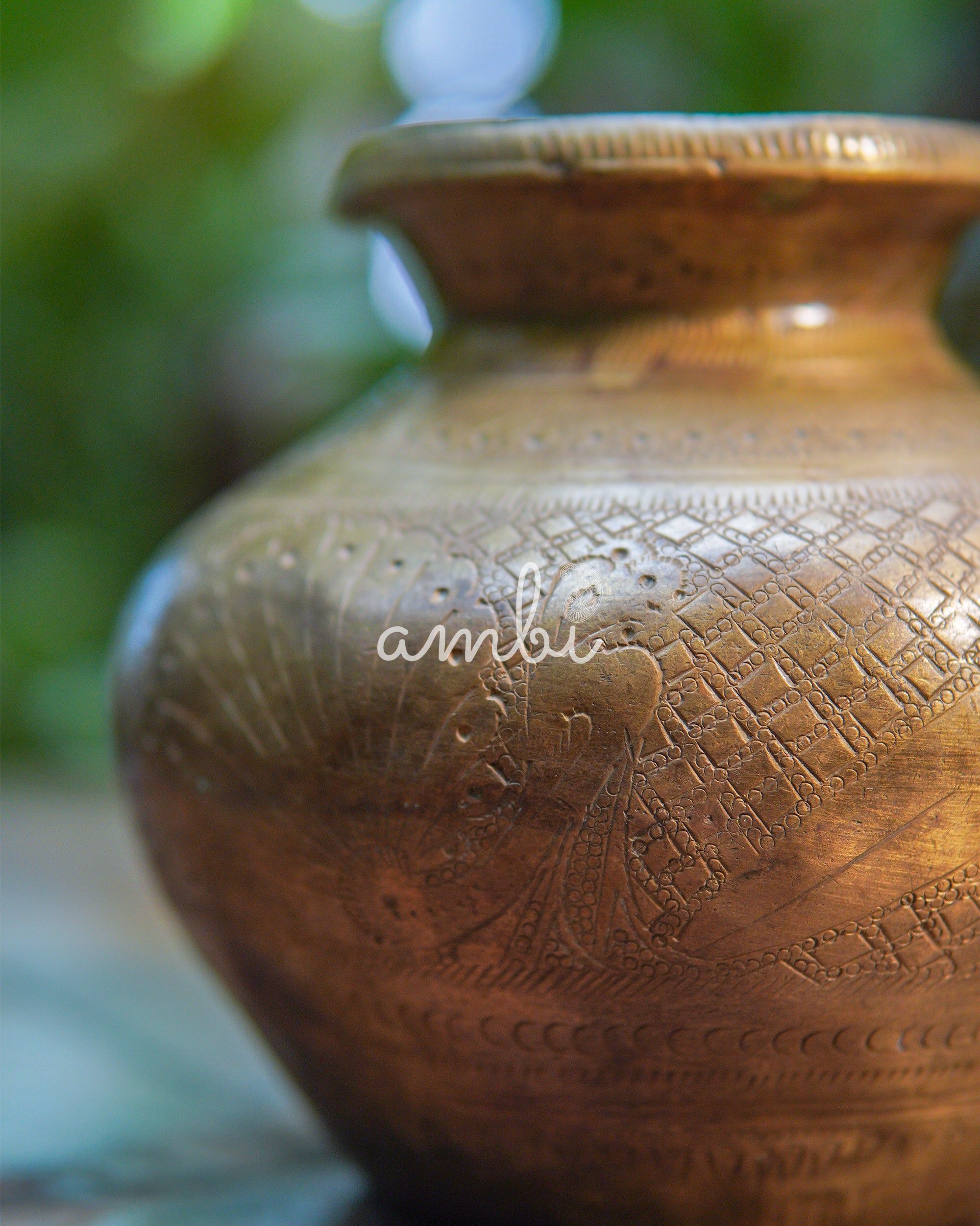 Handcrafted Vintage Brass Carved Lota