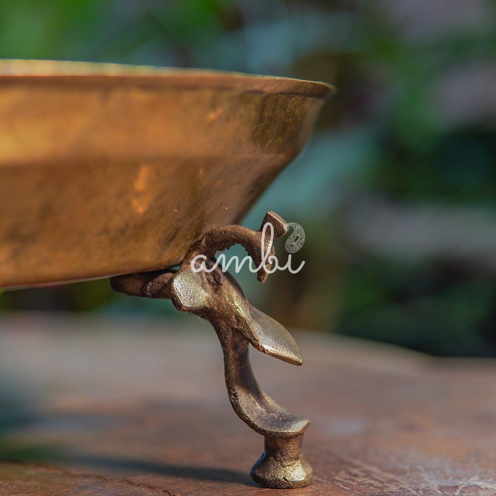 Handcrafted Vintage Brass Elevated Parat Plate