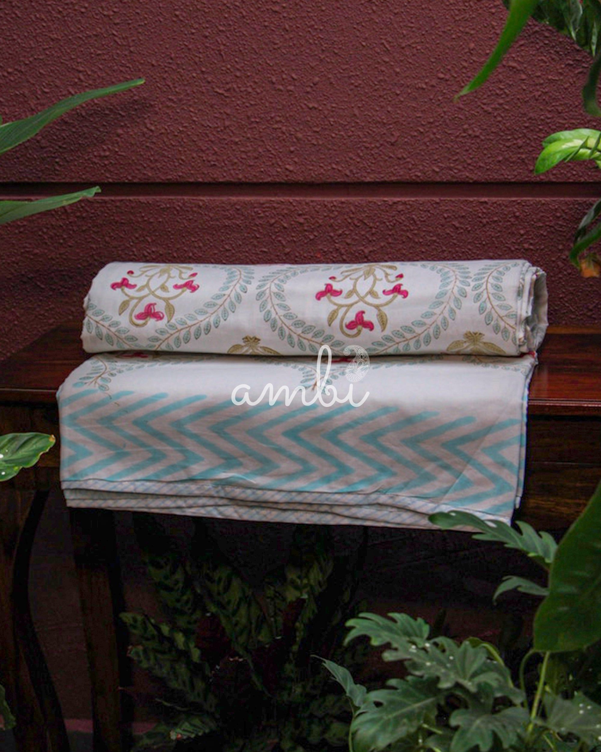 2026 Collection - Hand Block Pure Cotton Floral Bedsheet (Single)