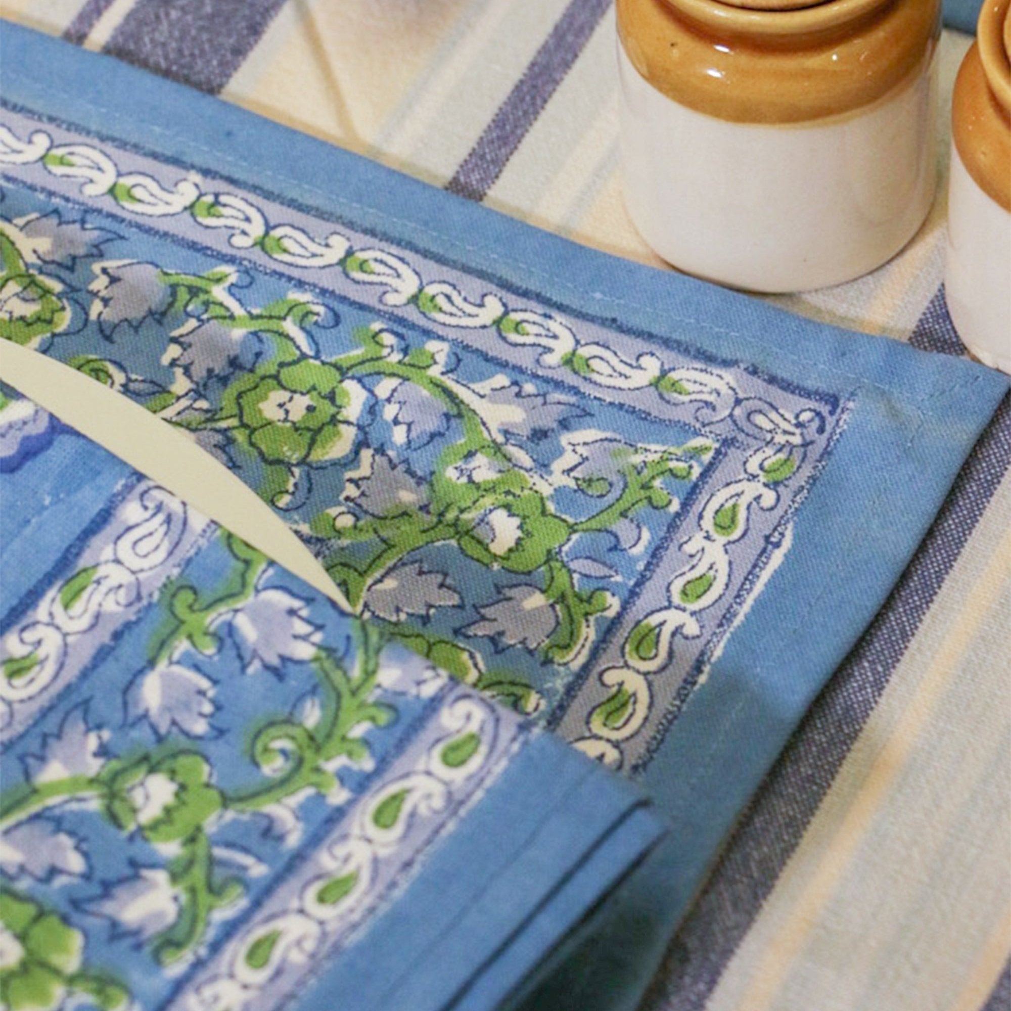 2026 Collection - Hand Block Printed 6 Table Mats + 6 Table Napkins + Runner