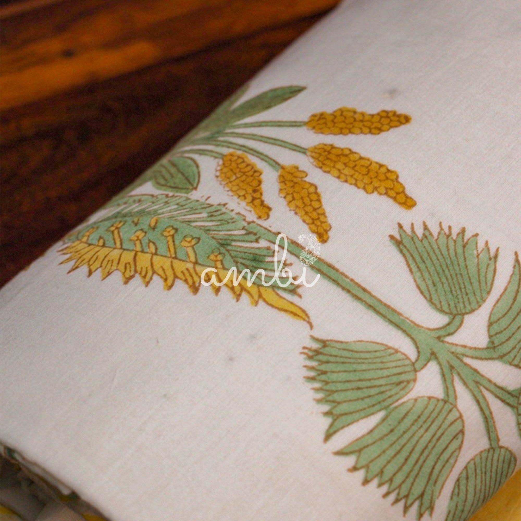 2026 Collection - Jaipuri Yellow Floral Mulmul Triple Layer Reversible Dohar (Double Bed) - 90X108 Inches