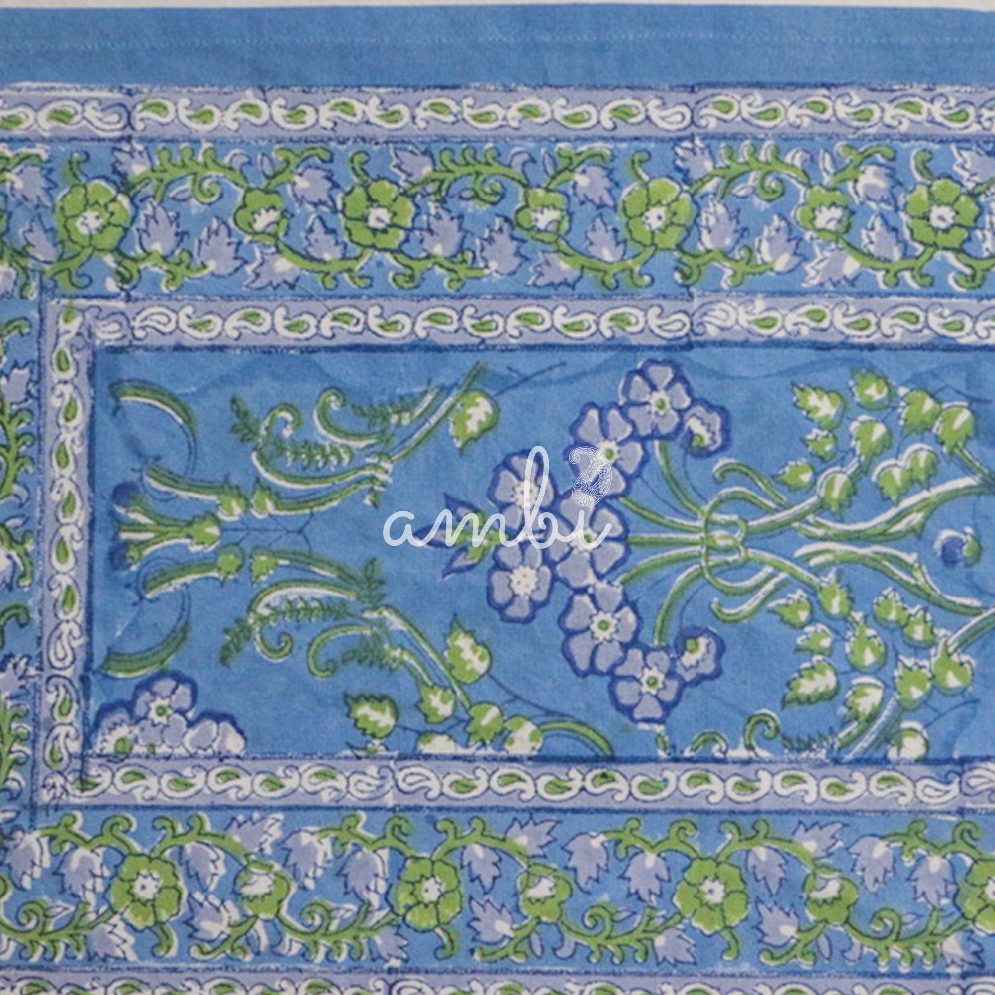 2026 Collection - Hand Block Printed 6 Table Mats + 6 Table Napkins + Runner