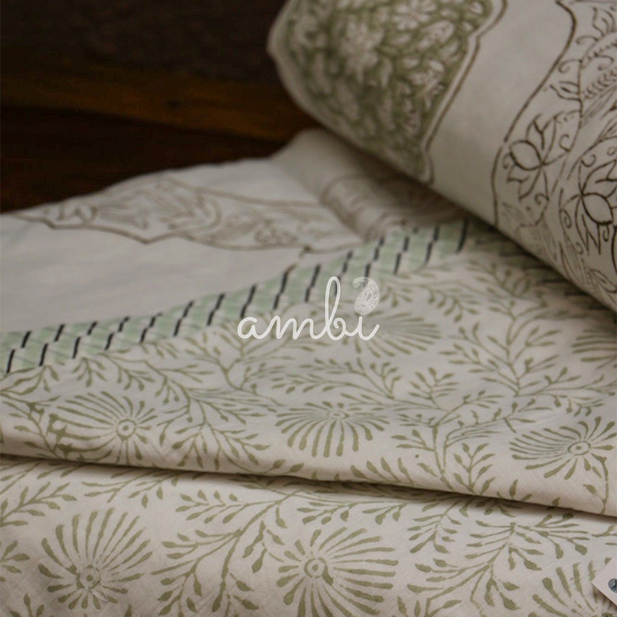 2026 Collection - Serene White Jaipuri Floral Mulmul Triple Layer Reversible Dohar (Single Bed, Pair of 2) - 60X90 Inches