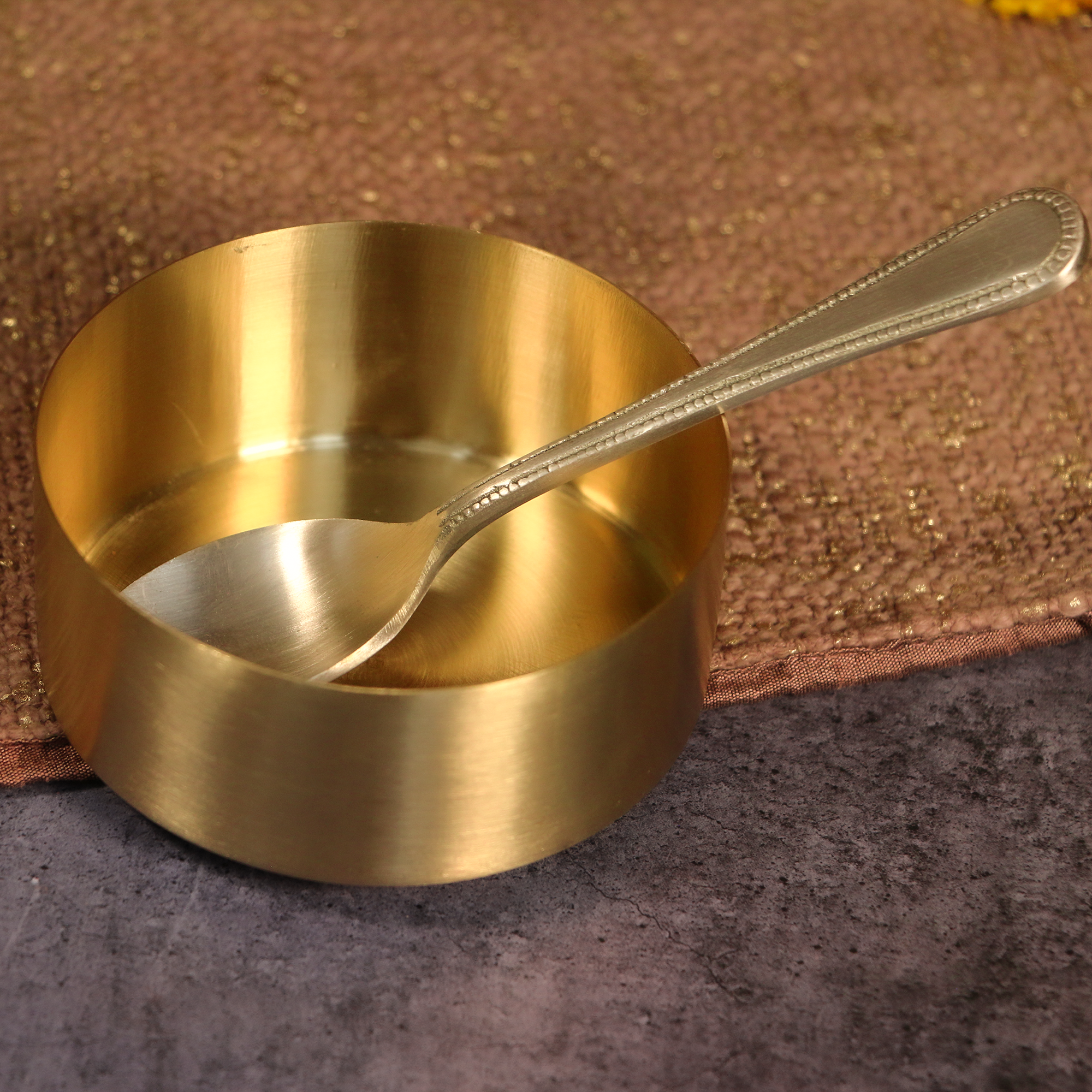 Brass Super Value Thali Set - Set of 6 pieces - Matt Finish