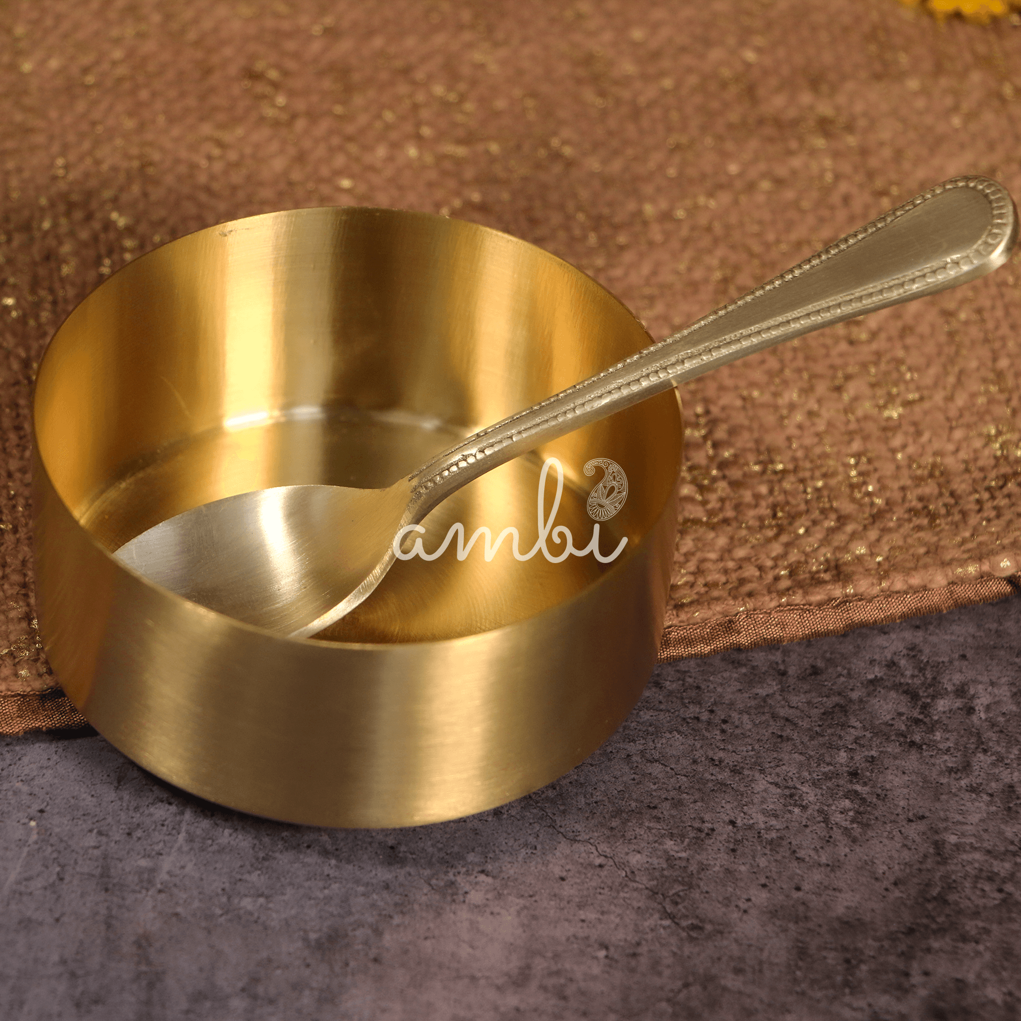 Brass Super Value Thali Set - Set of 6 pieces - Matt Finish