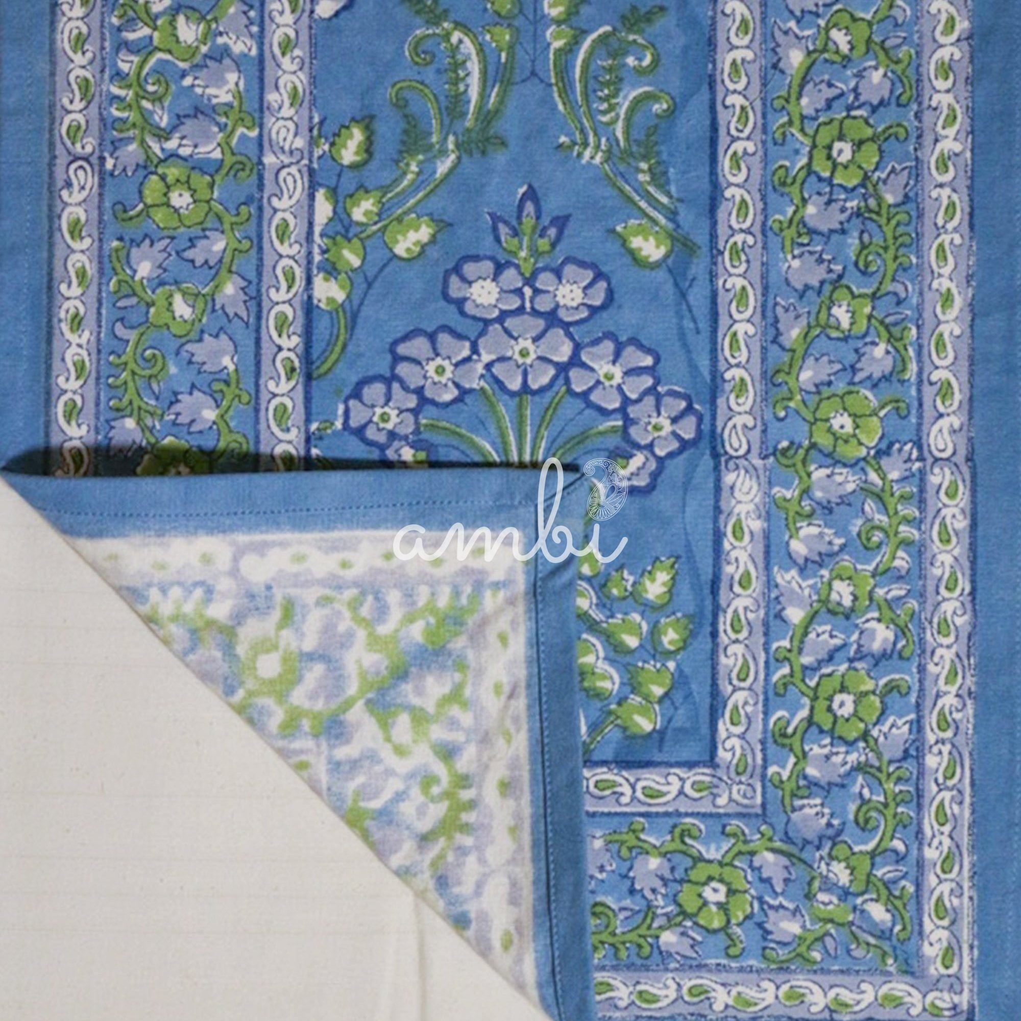 2026 Collection - Hand Block Printed 6 Table Mats + 6 Table Napkins + Runner