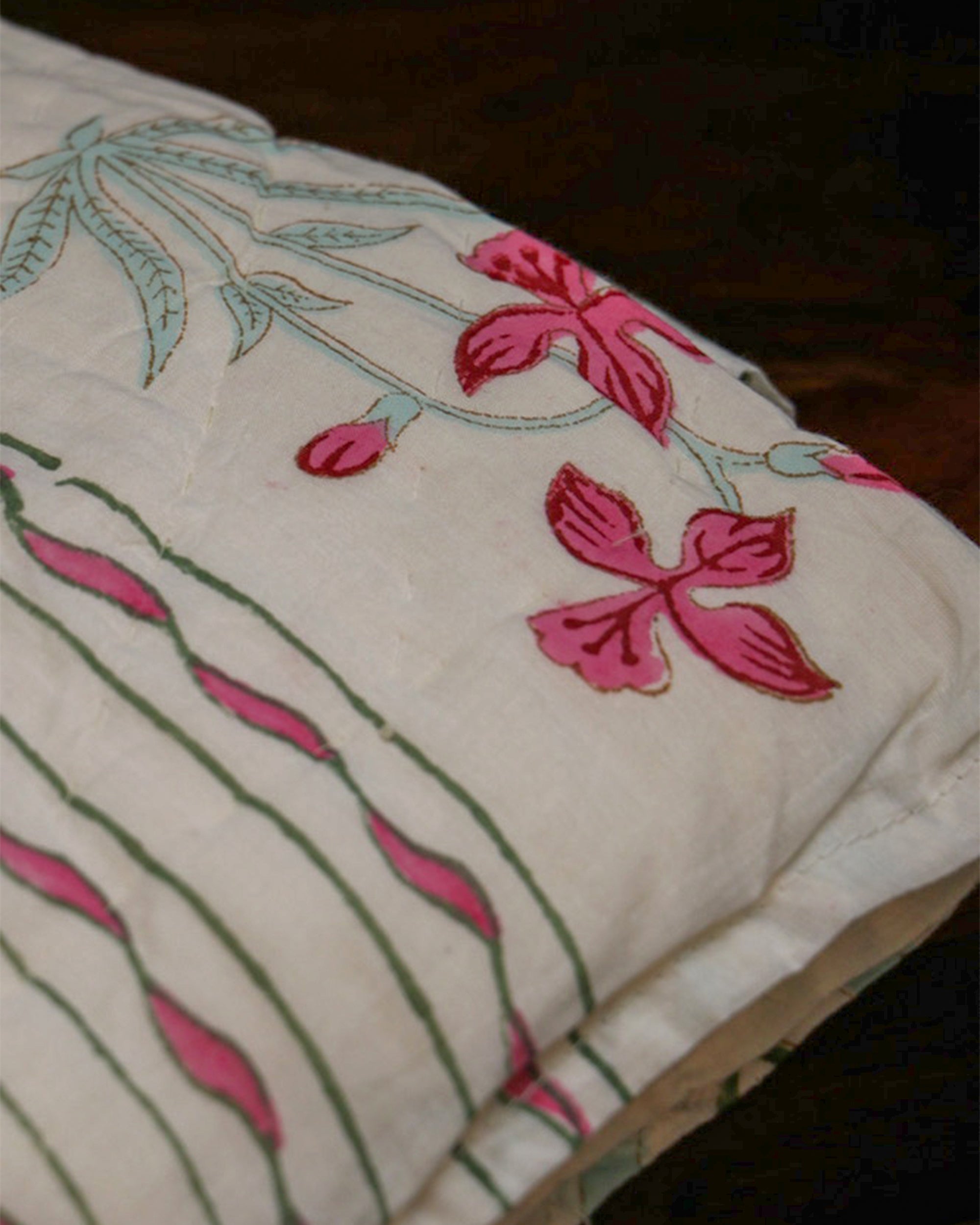 Diwali 2025 Collection - Red Lily Hand Block Printed Jaipuri Rajai / Quilt- Double - 90X108 Inches