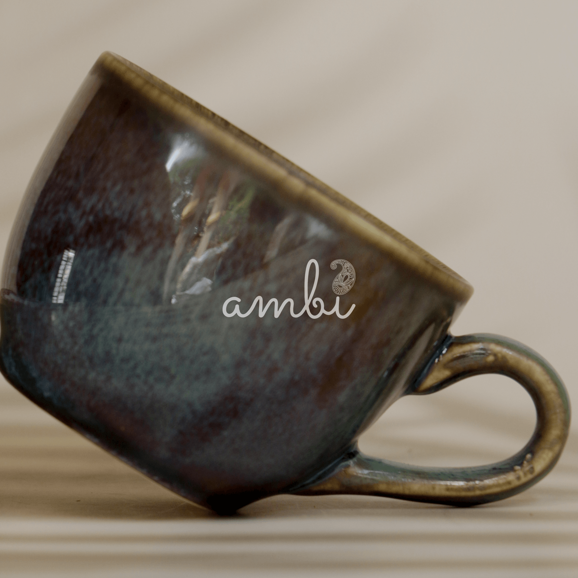 Ambi Handmade Artisanal Navy Blue Coffee Mug Set of 2