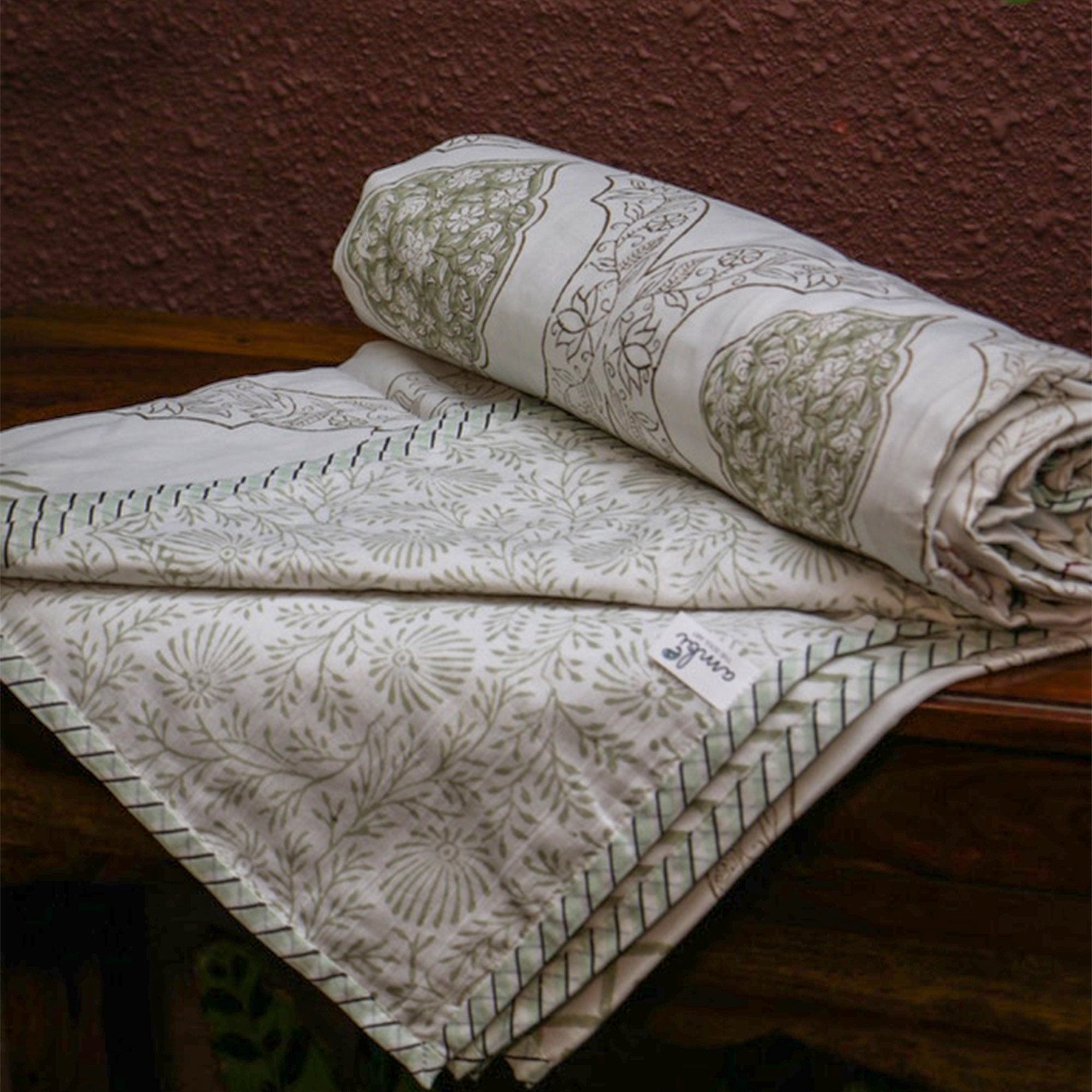 2026 Collection - Serene White Jaipuri Floral Mulmul Triple Layer Reversible Dohar (Single Bed, Pair of 2) - 60X90 Inches