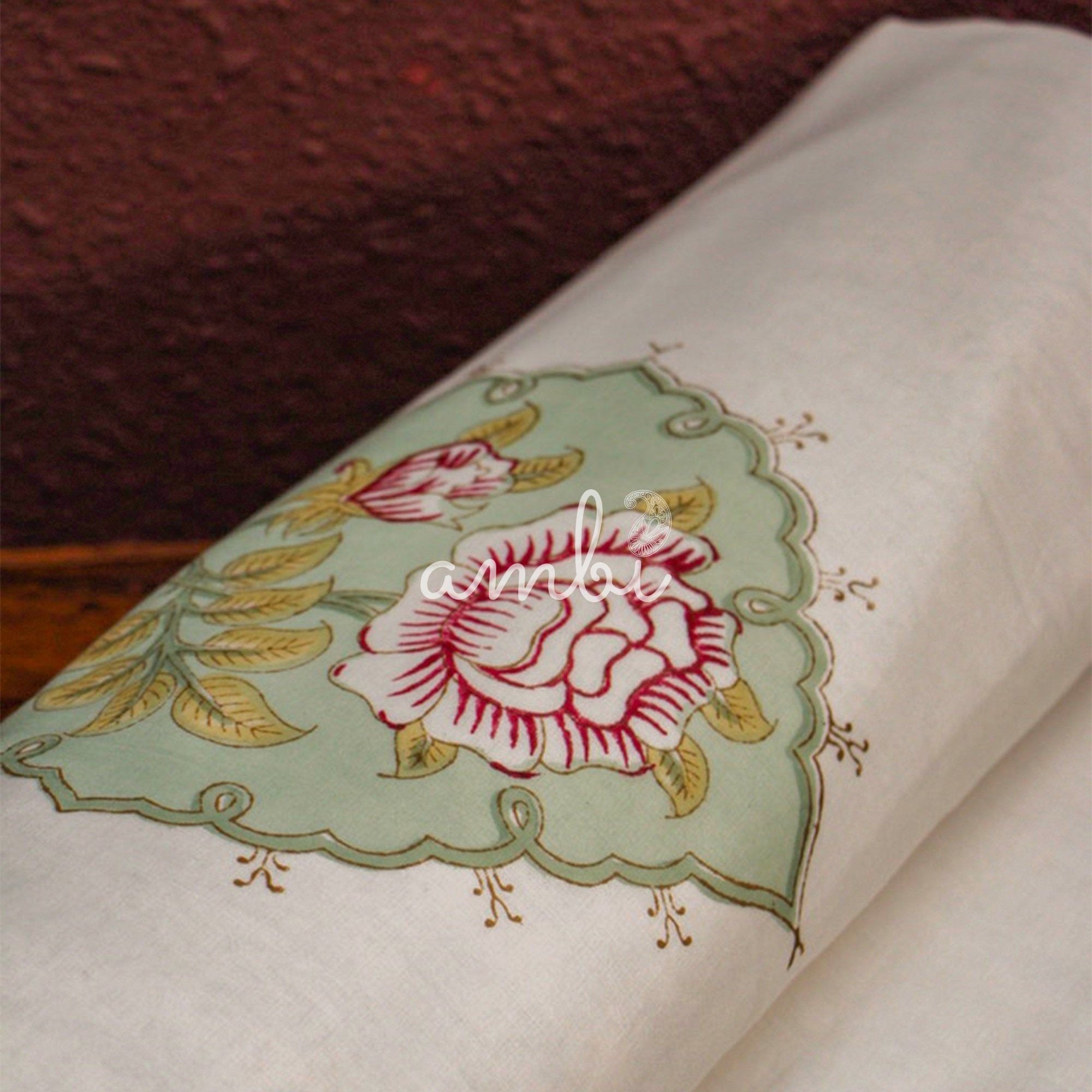 2026 Collection - Jaipuri Green Floral Mulmul Triple Layer Reversible Dohar (Double Bed) - 90X108 Inches